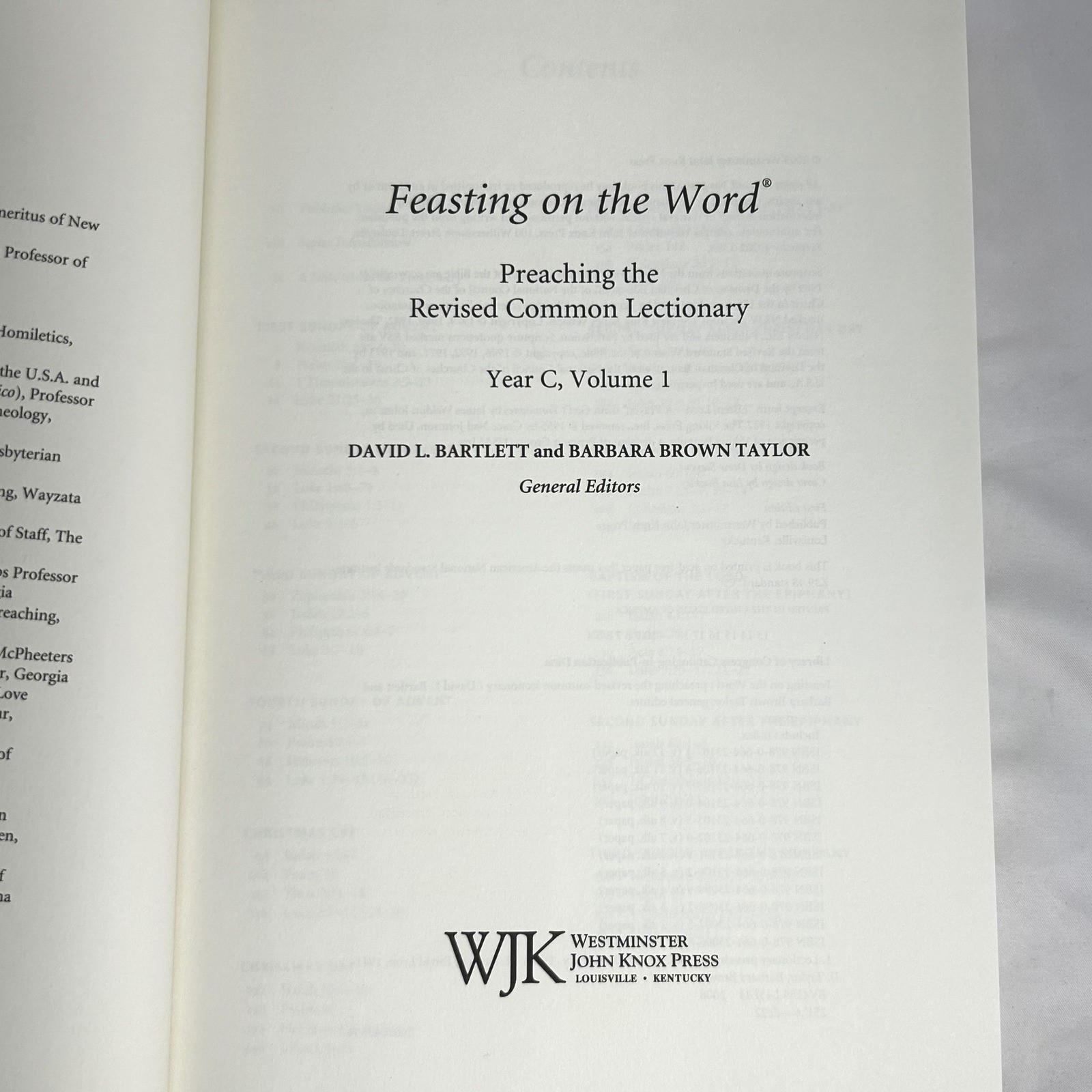 Feasting on the Word Year C Vol 1 Advent–Transfiguration Preaching Resource
