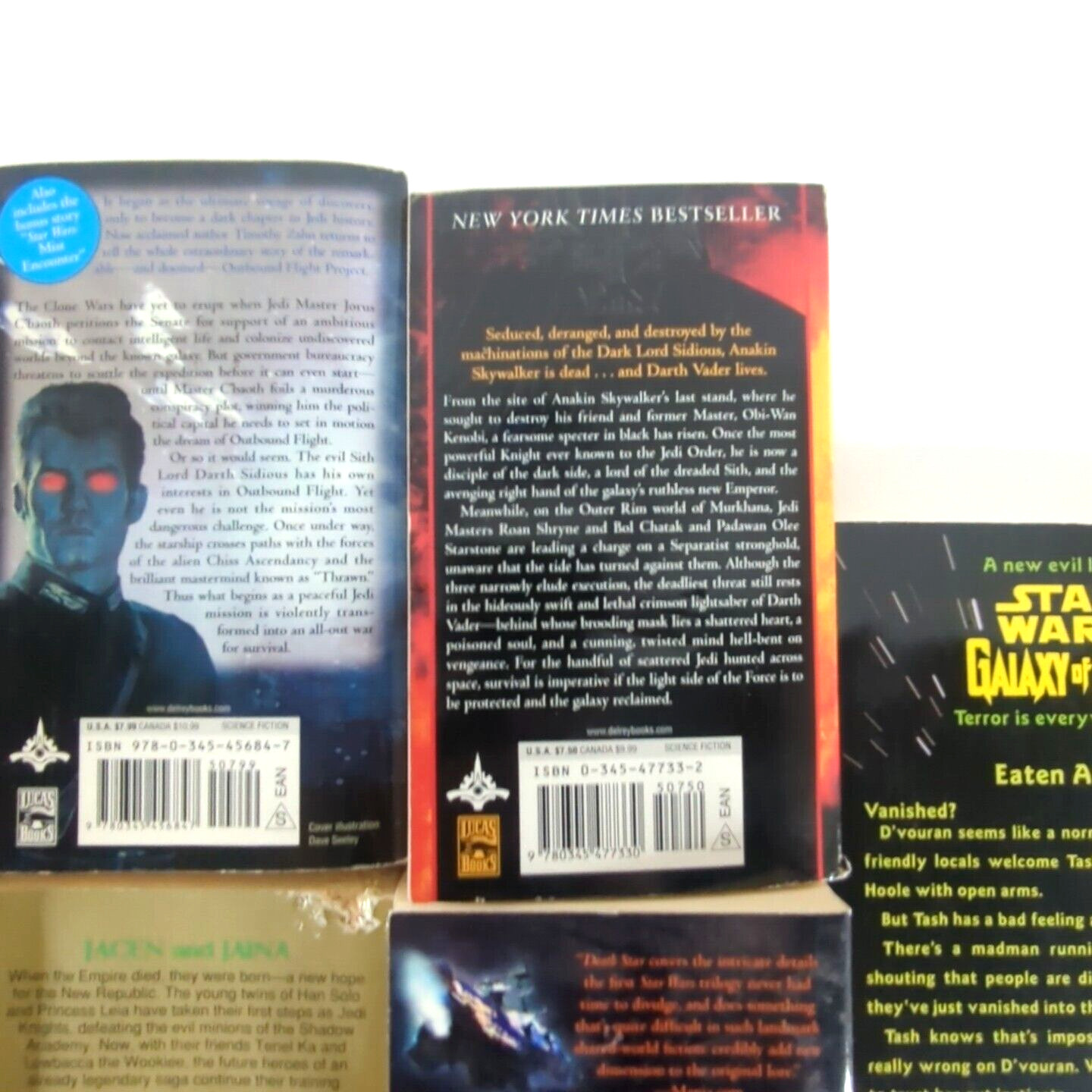 Star Wars Book Lot of 7 Paperback Novels Mixed Series 1990s Early 2000s Used