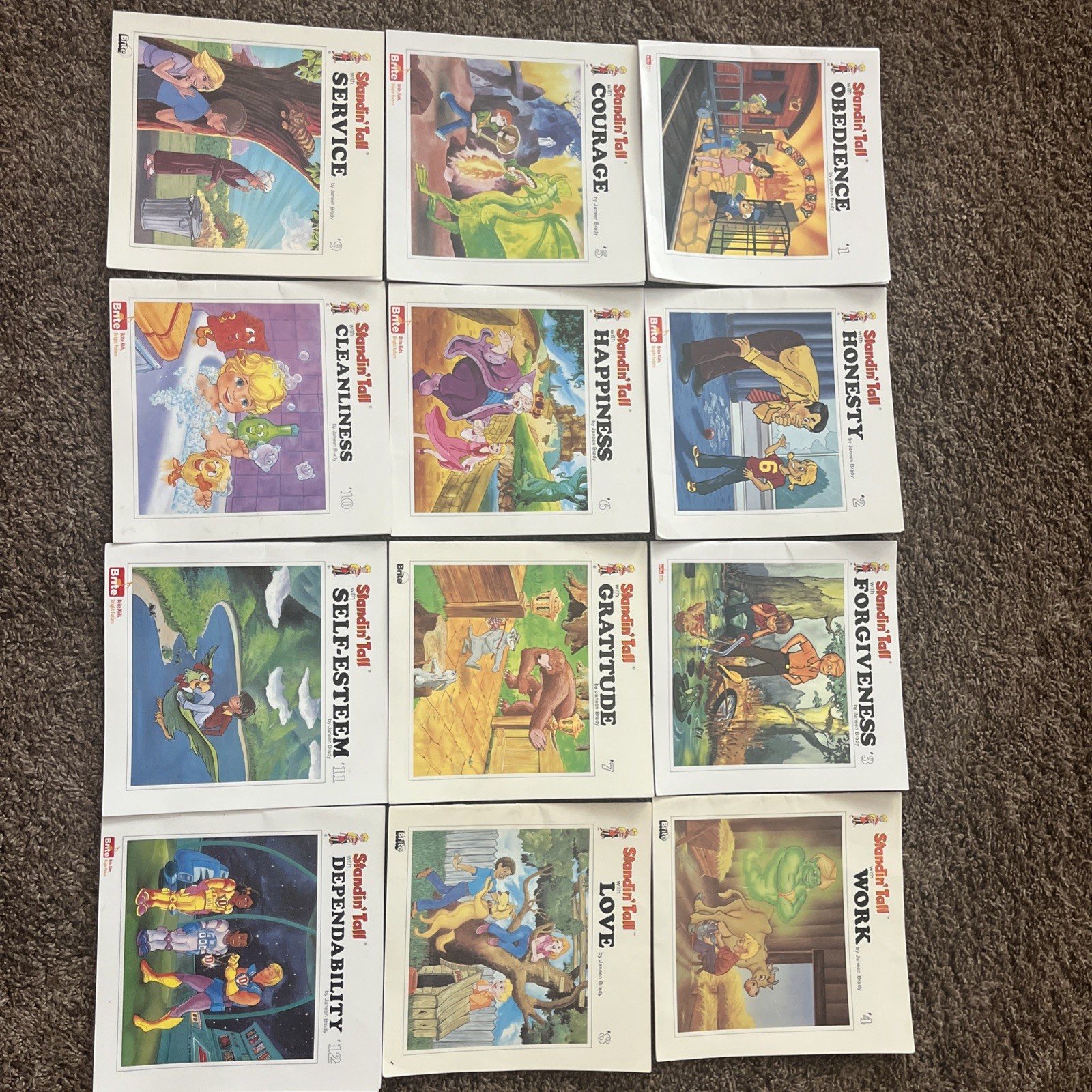 Lot Of 12 STANDIN’ TALL Book Set By Janeen Brady #1-12 Honesty, Courage, Love…