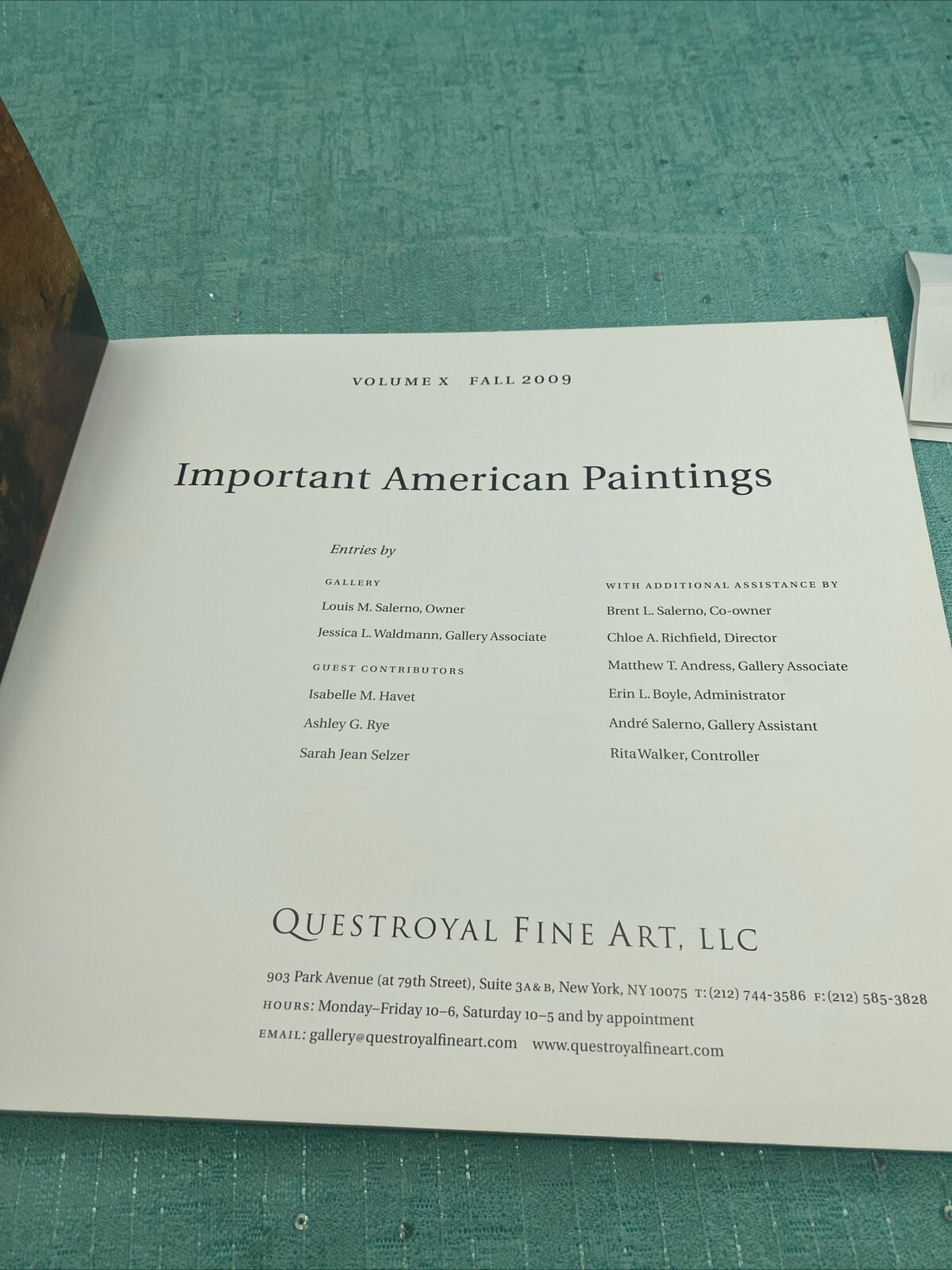 Questroyal Fine Art Important American Paintings: Volume X Fall 2009