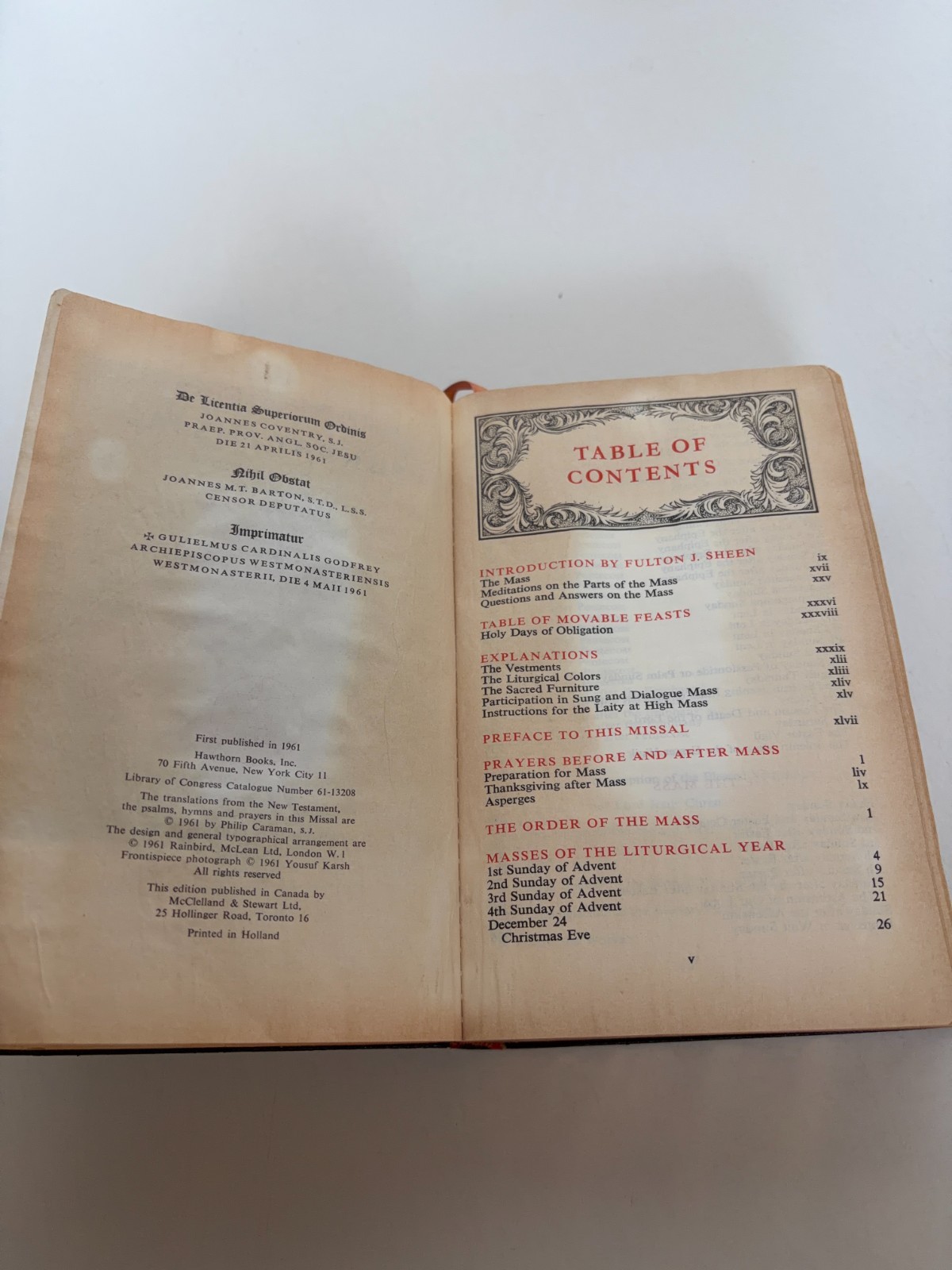 The Fulton J. Sheen Sunday Missal Hawthorn Books 1961 English Latin Catholic VTG