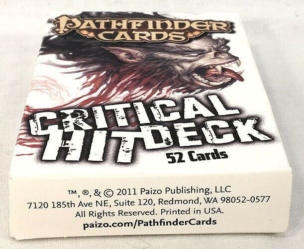 Paizo 2011 Pathfinder RPG Game CRITICAL HIT DECK Accessory Cards PZO3001-2