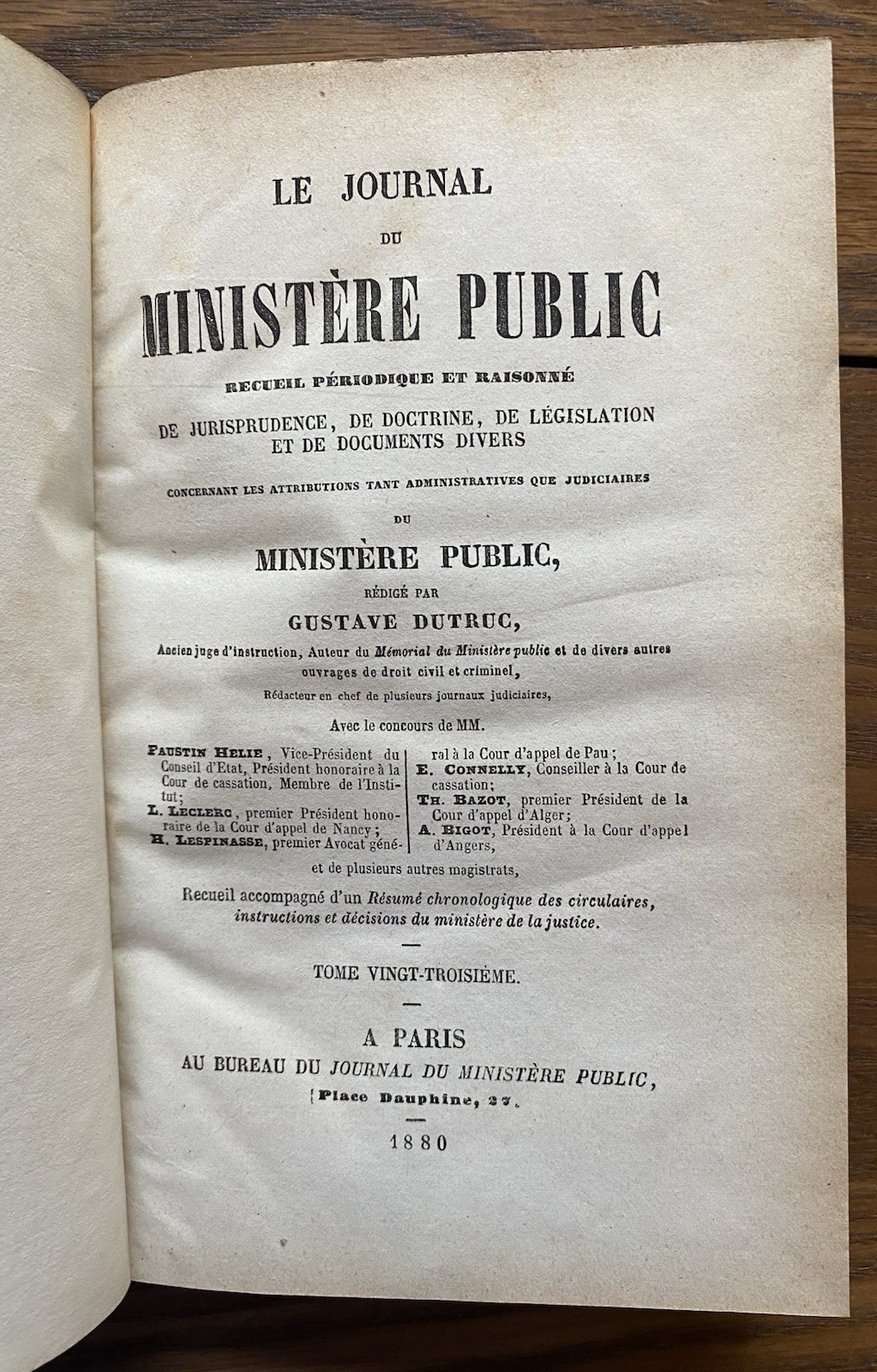 Antique French Law Books Journal du Ministere Public 6 Volume Set 1876-1881