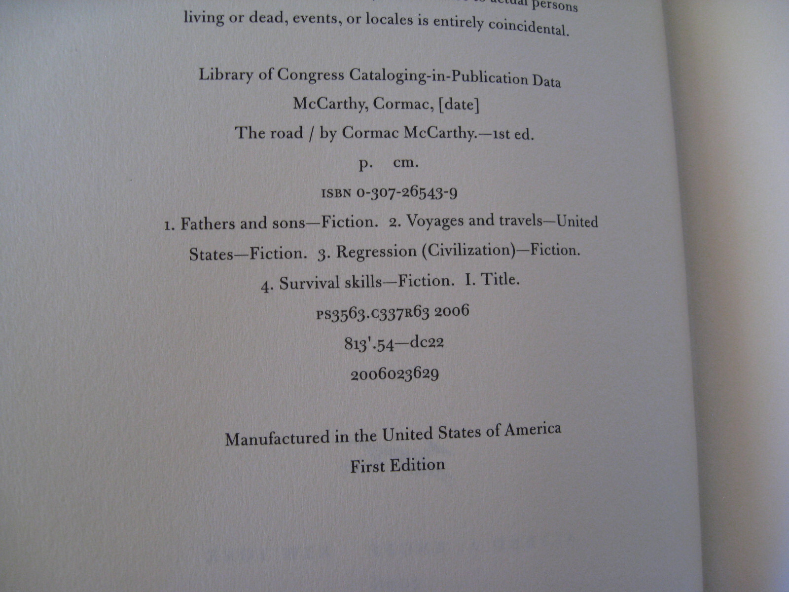 Cormac McCarthy US HC 1st/1st The Road Pulitzer winner – DJ protected