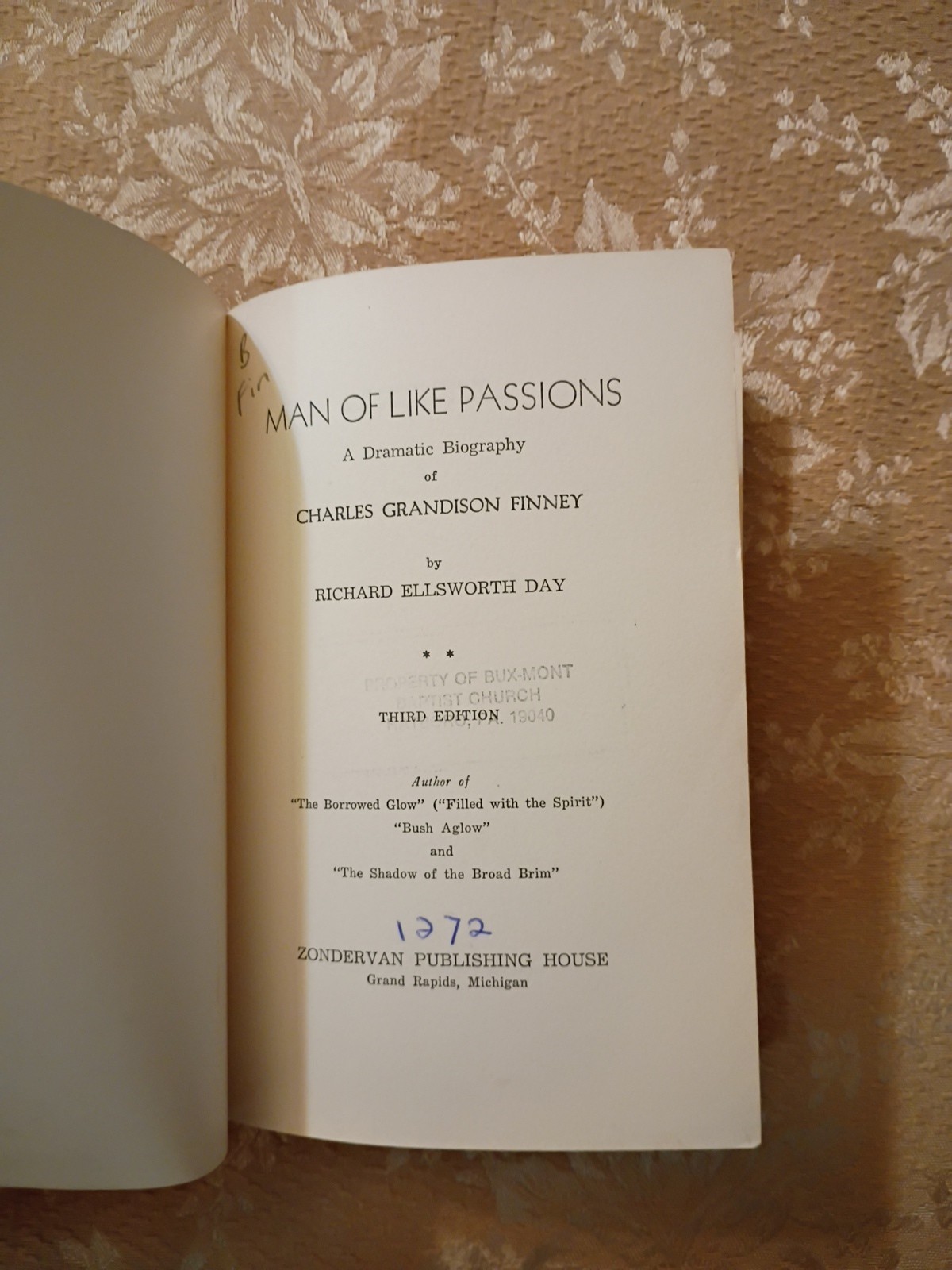 1942 Man of Like Passions Richard Ellsworth Day HC Charles G Finney Ex-Lib Book