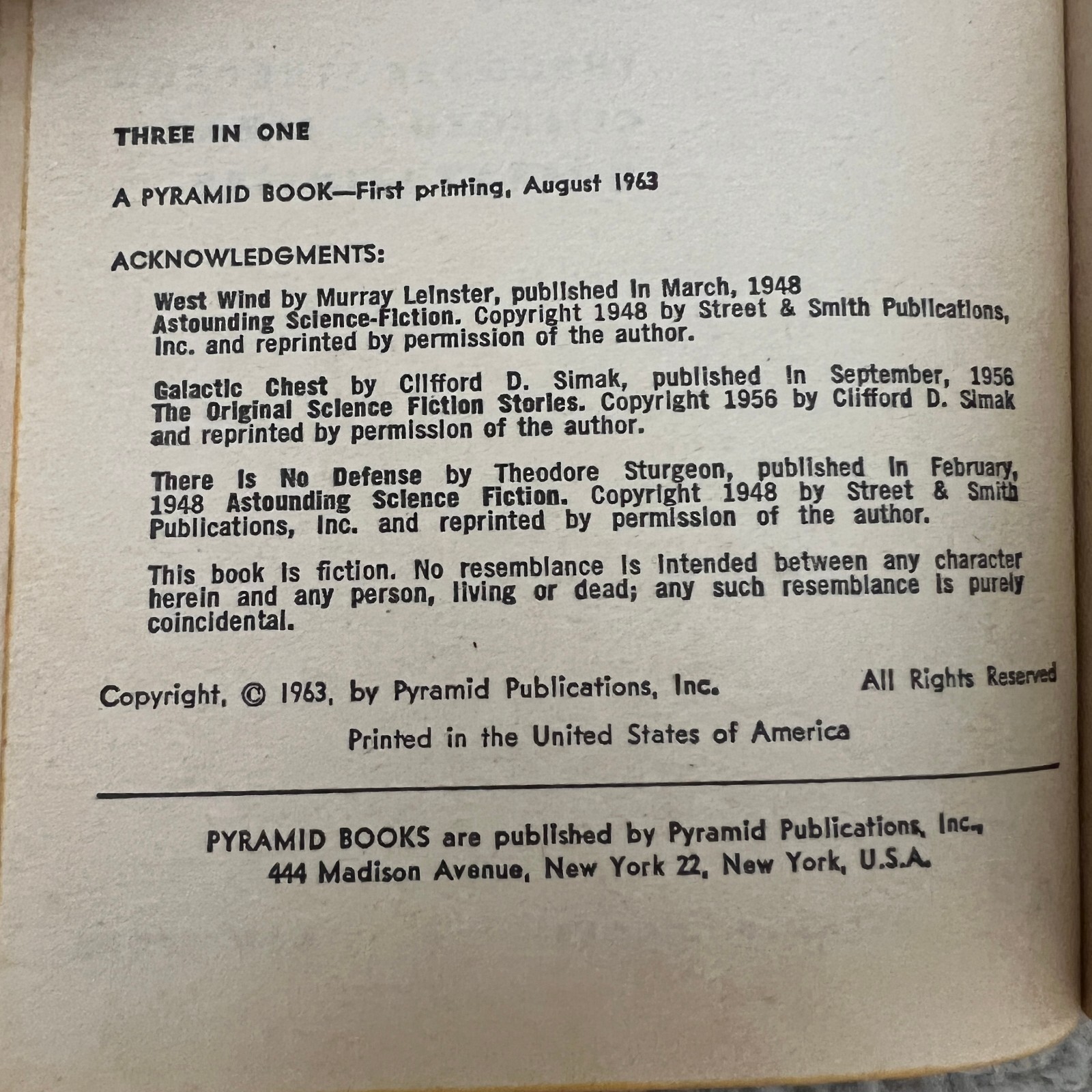 Three in One Science Fiction Paperback Book by Leo Margulies Pyramid 1963