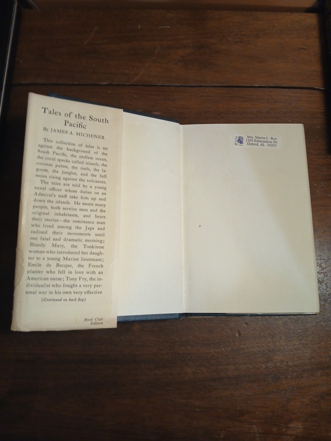 1947 Tales Of The South Pacific HCDJ Book Club Edition by James A. Michener