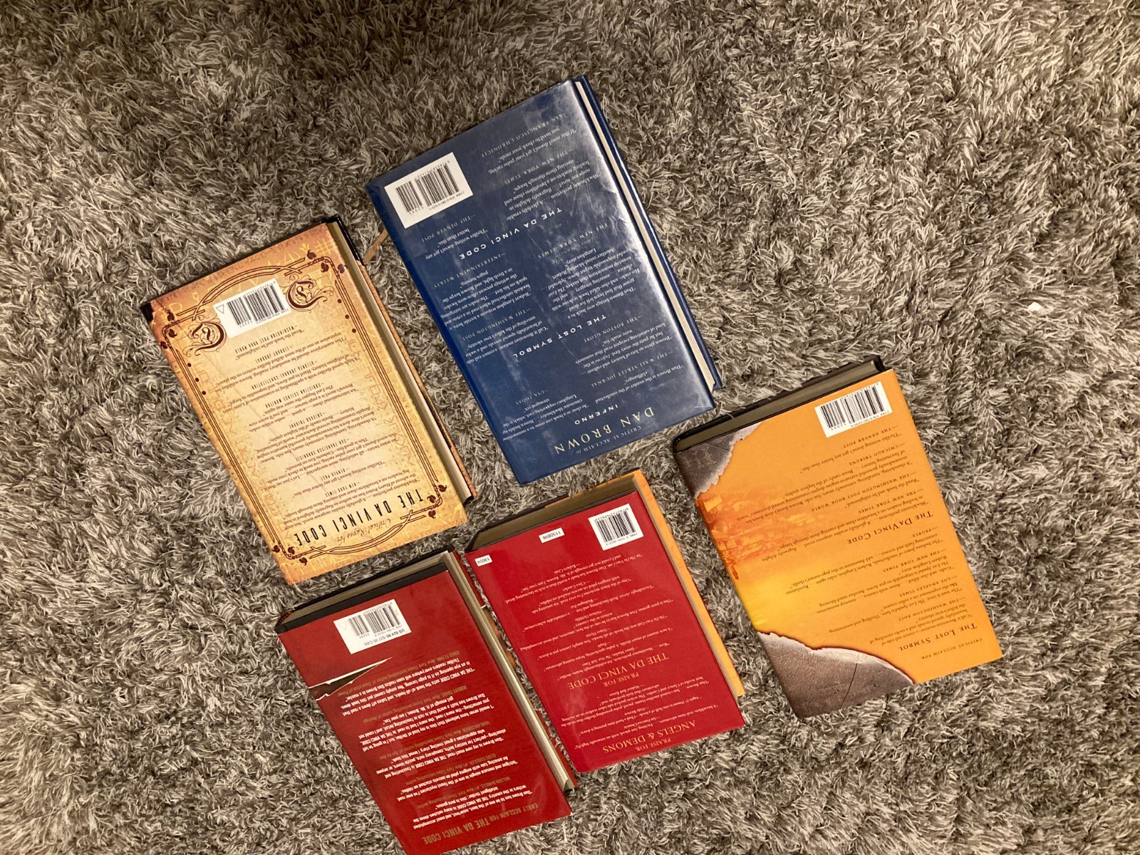 ✨ Complete Set / Lot of 5 HARDCOVER Robert Langdon Series / Books by Dan Brown