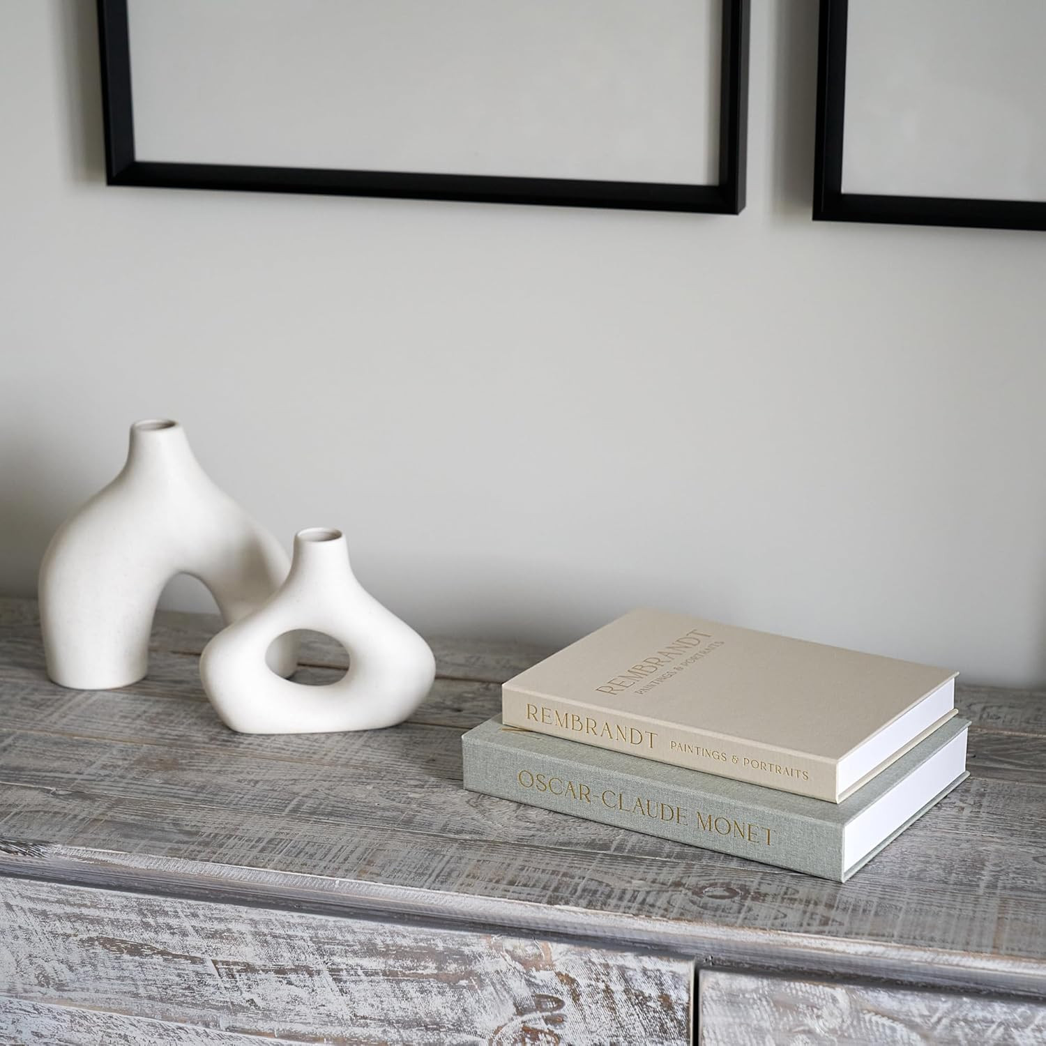 Set of 2 Beautiful Decorative Linen Books – Aesthetic Faux/Fake Books for Modern