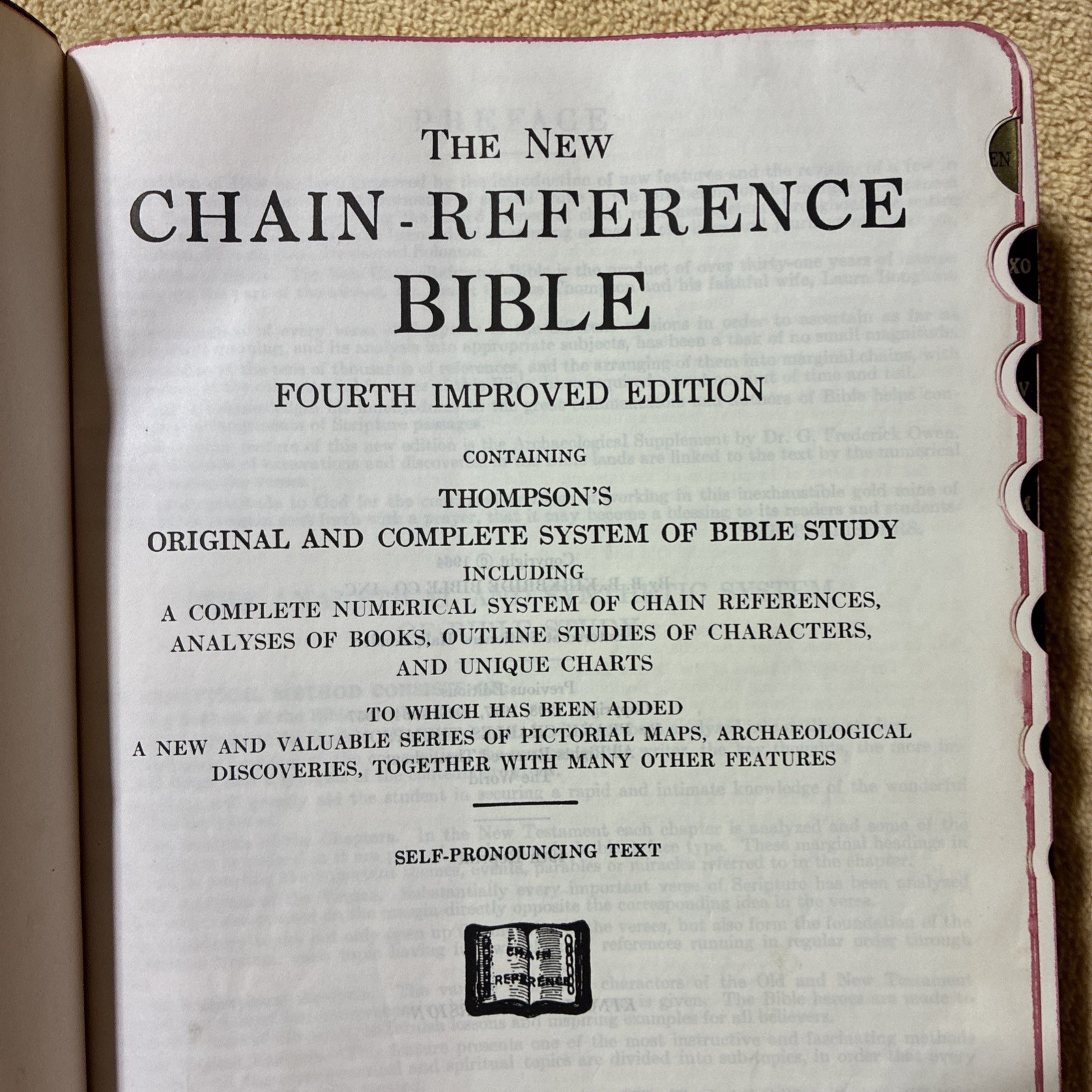 1964 Kirkbride The New Chain Reference Bible Thompson 4th Improved Edition KJV