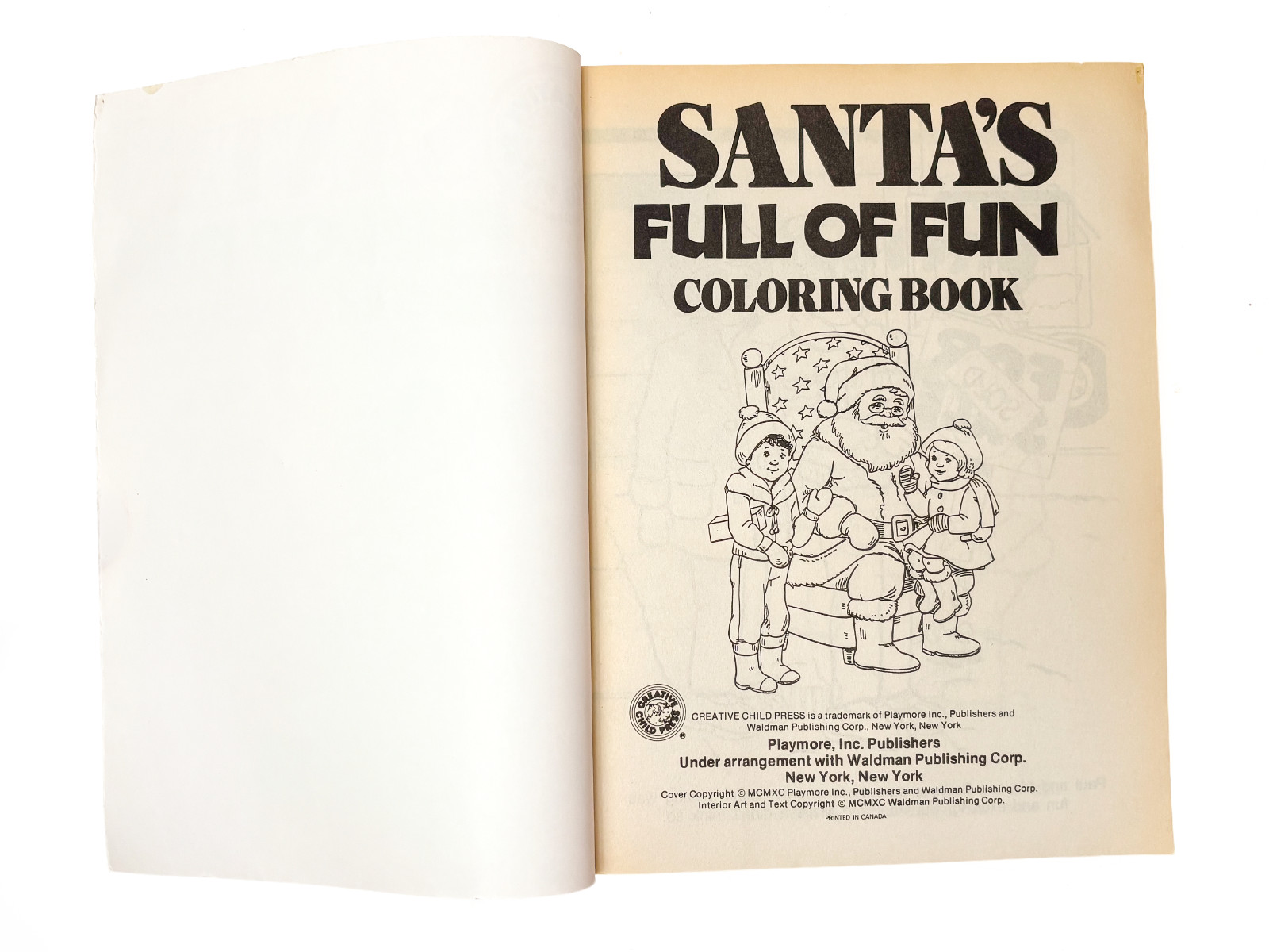 VINTAGE Santa’s Full of Fun Jumbo Coloring Book Creative Child Press UNused!