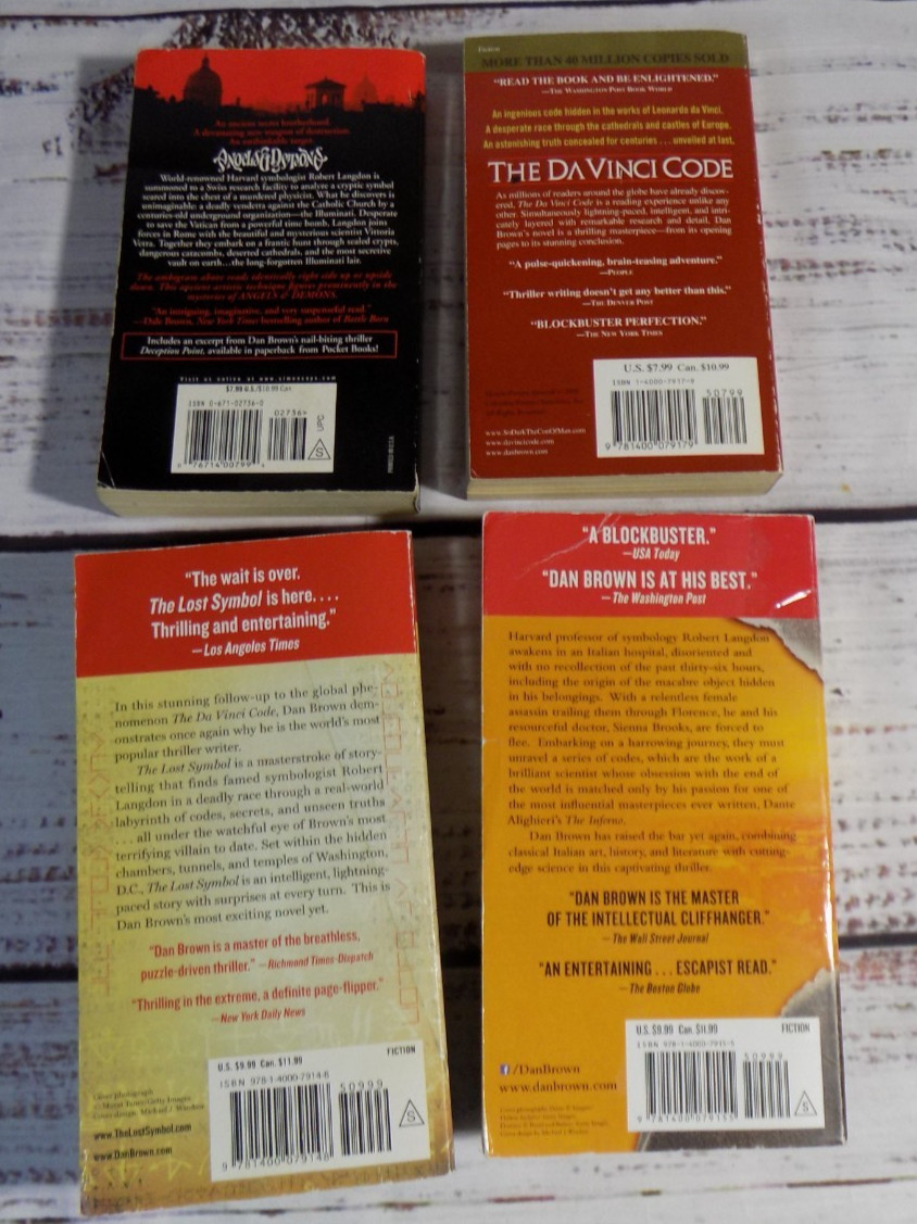 Set of 4 Paperback Books by Dan Brown Robert Langdon Series