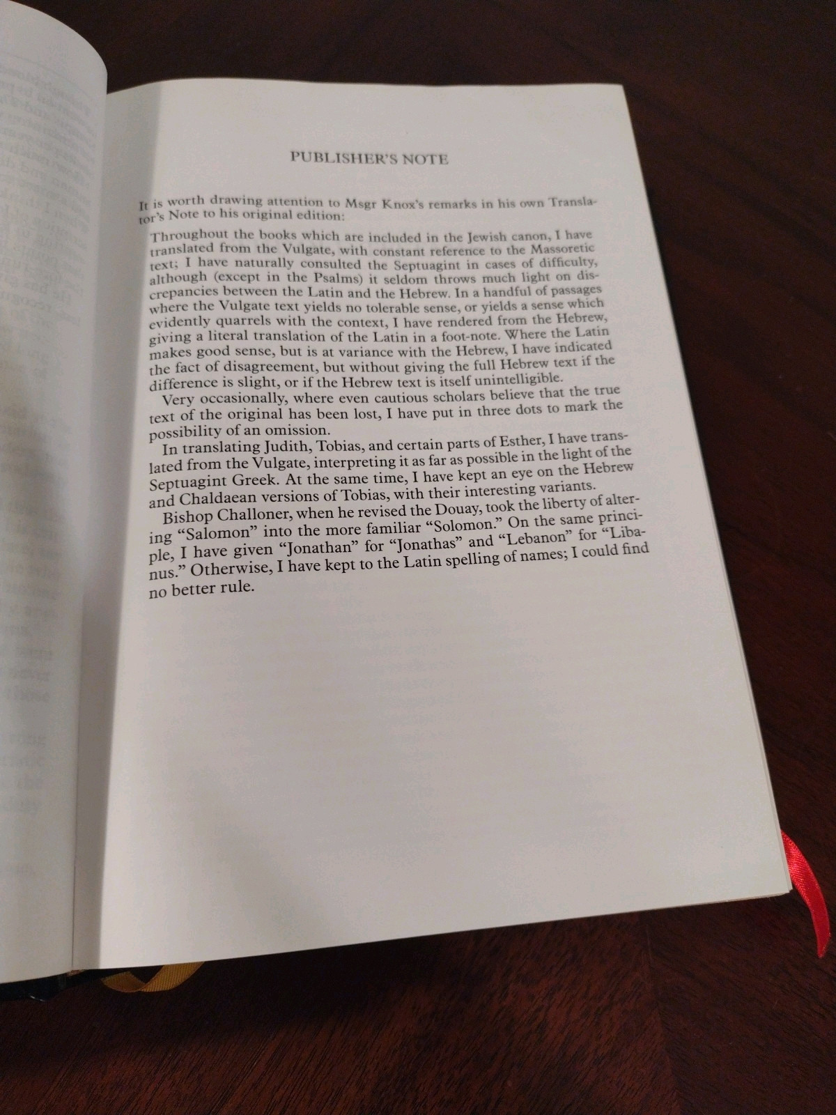 THE HOLY BIBLE, KNOX VERSION, MSGR RONALD KNOX, 2012, Baronius Press Hardcover
