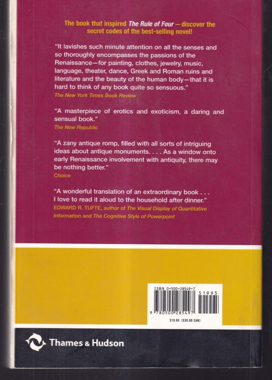 HYPNEROTOMACHIA POLIPHILI: By Francesco Colonna (2005 Trade Paperback){X5}