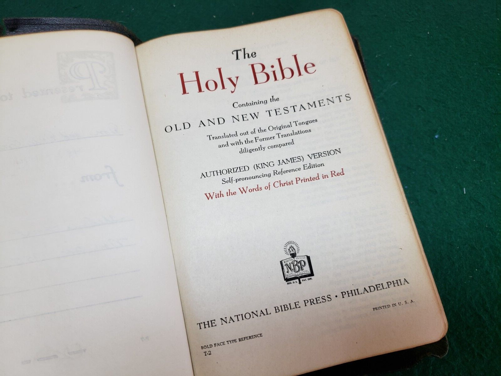Vintage National Holy Bible Gold Seal Home Edition KJV Black Leatherbound