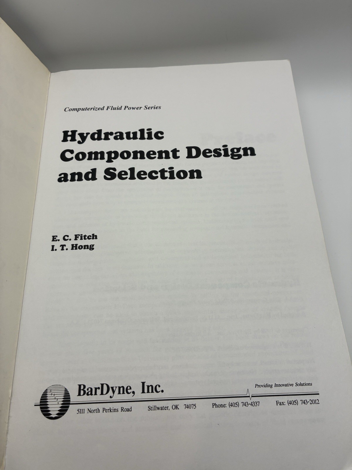 Hydraulic Component Design & Selection Fitch Hong BarDyne Books 1998 – Book 1
