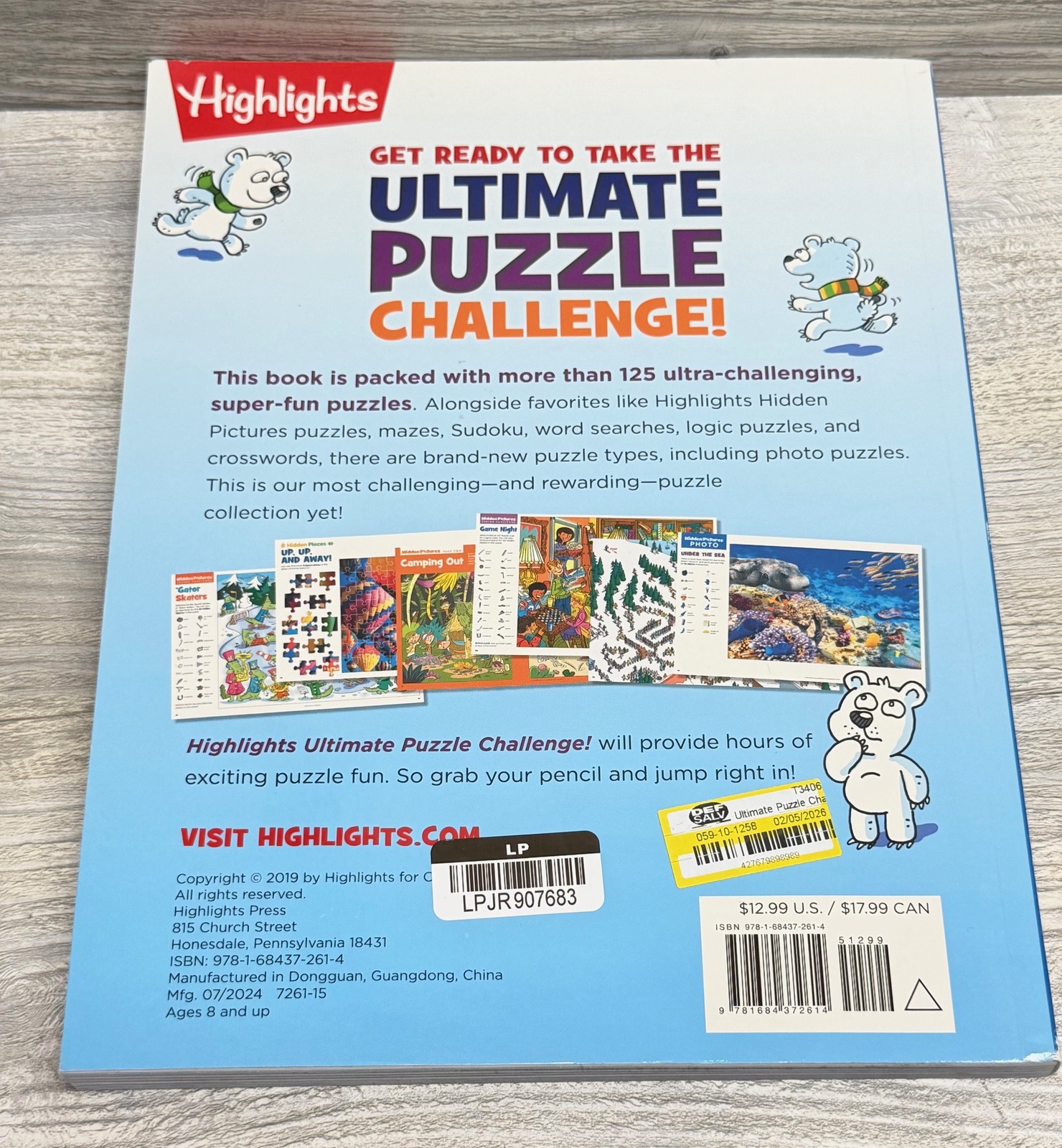 Highlights Ultimate Puzzle Challenge Book Kids Mazes Word Search Sudoku Ages 8+