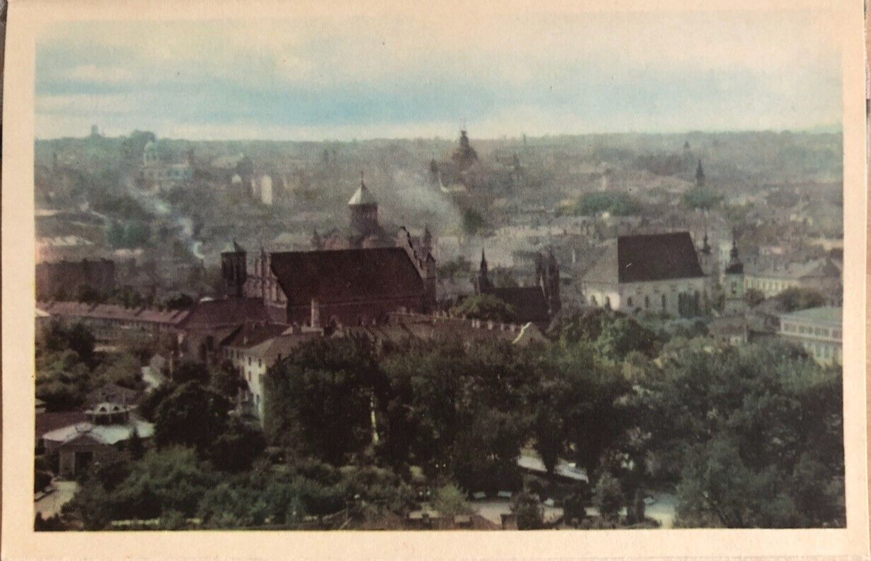 Set of 32 Vintage Color Souvenir Cards of Vilnius Lithuania, 4 x 6.25 in, 1950s