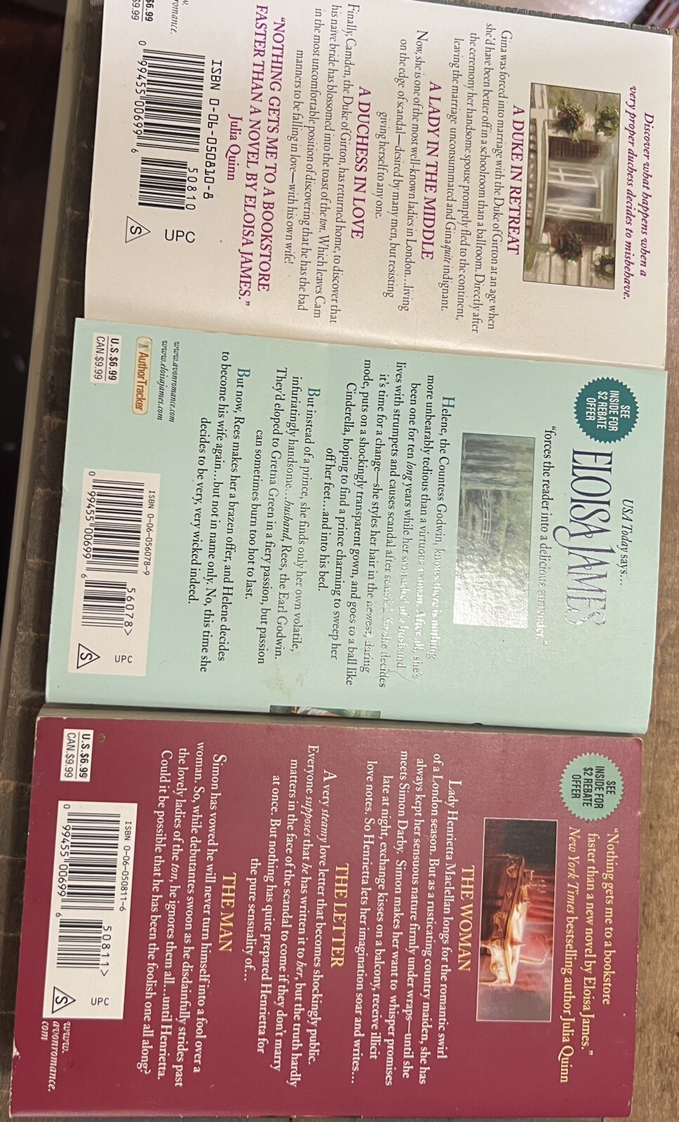 Lot of 3 Eloisa James Books: Your Wicked Ways, Fool for Love, Duchess in Love 