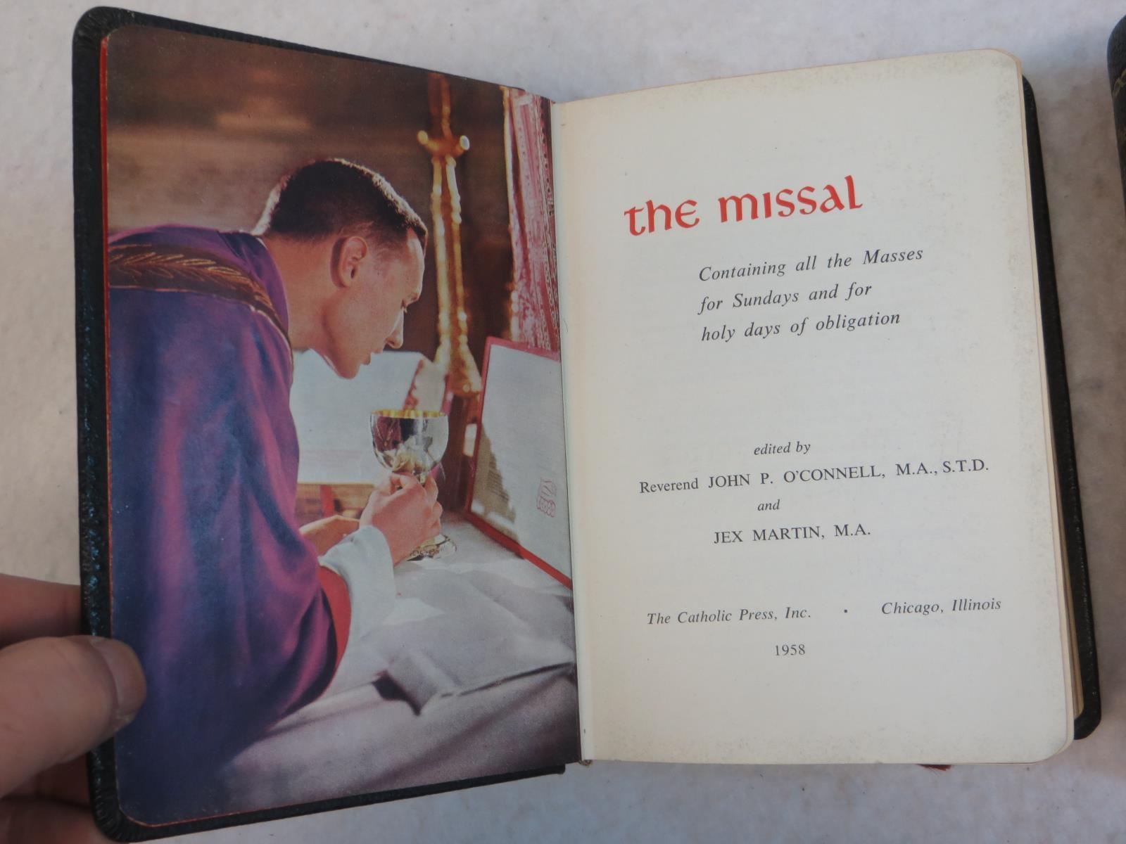 Lot 2 THE LIFE OF CHRIST & THE CATHOLIC MISSAL 1958 The Catholic Press Leather