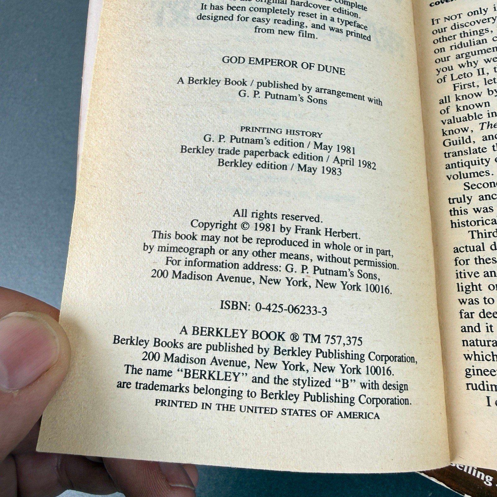 Frank Herbert God Emperor & Heretics of Dune Vintage Paper back 1984
