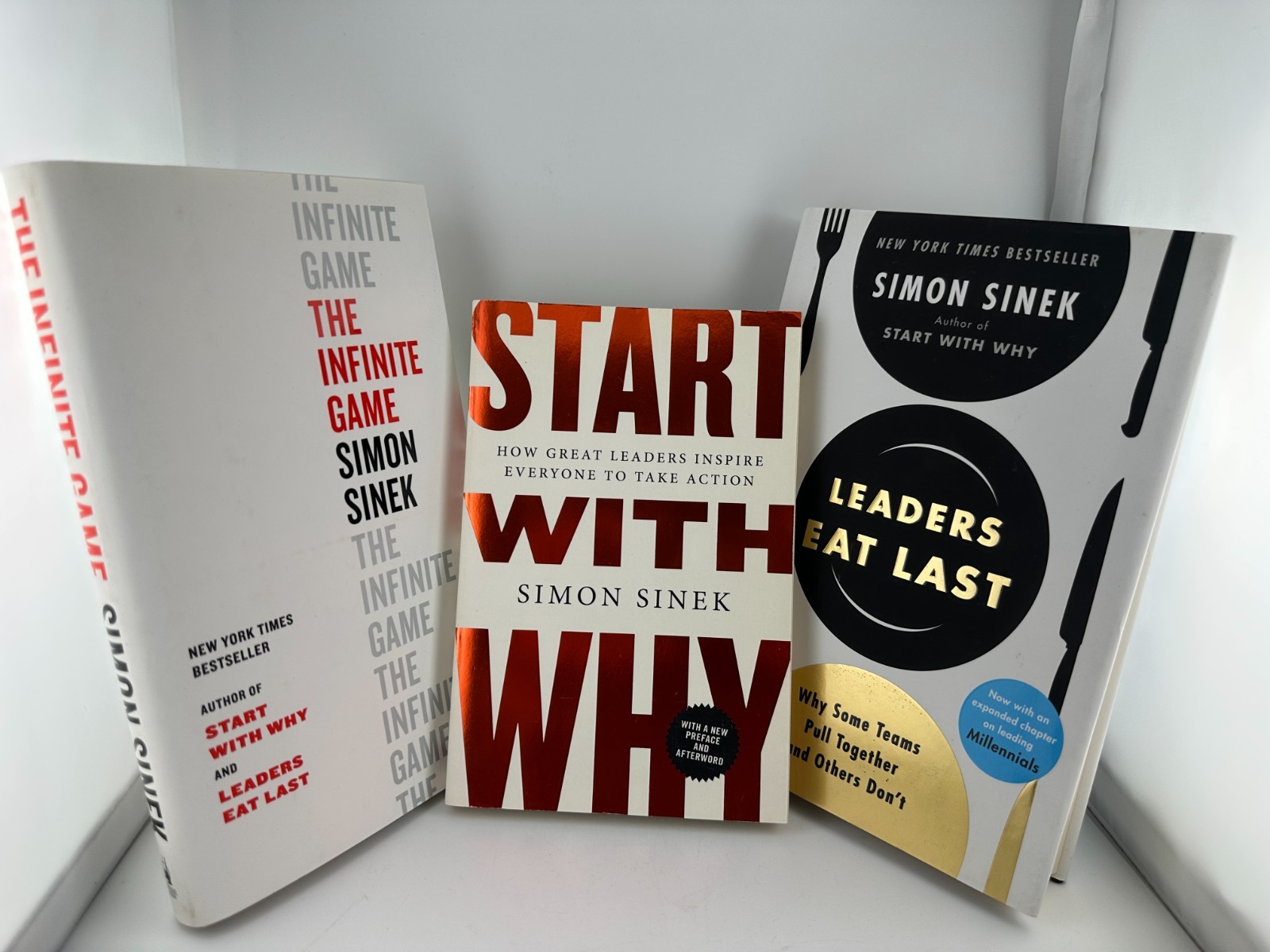 Simon Sinek Hardcover Book Bundle Start With Why Leaders Eat Last Infinite Game