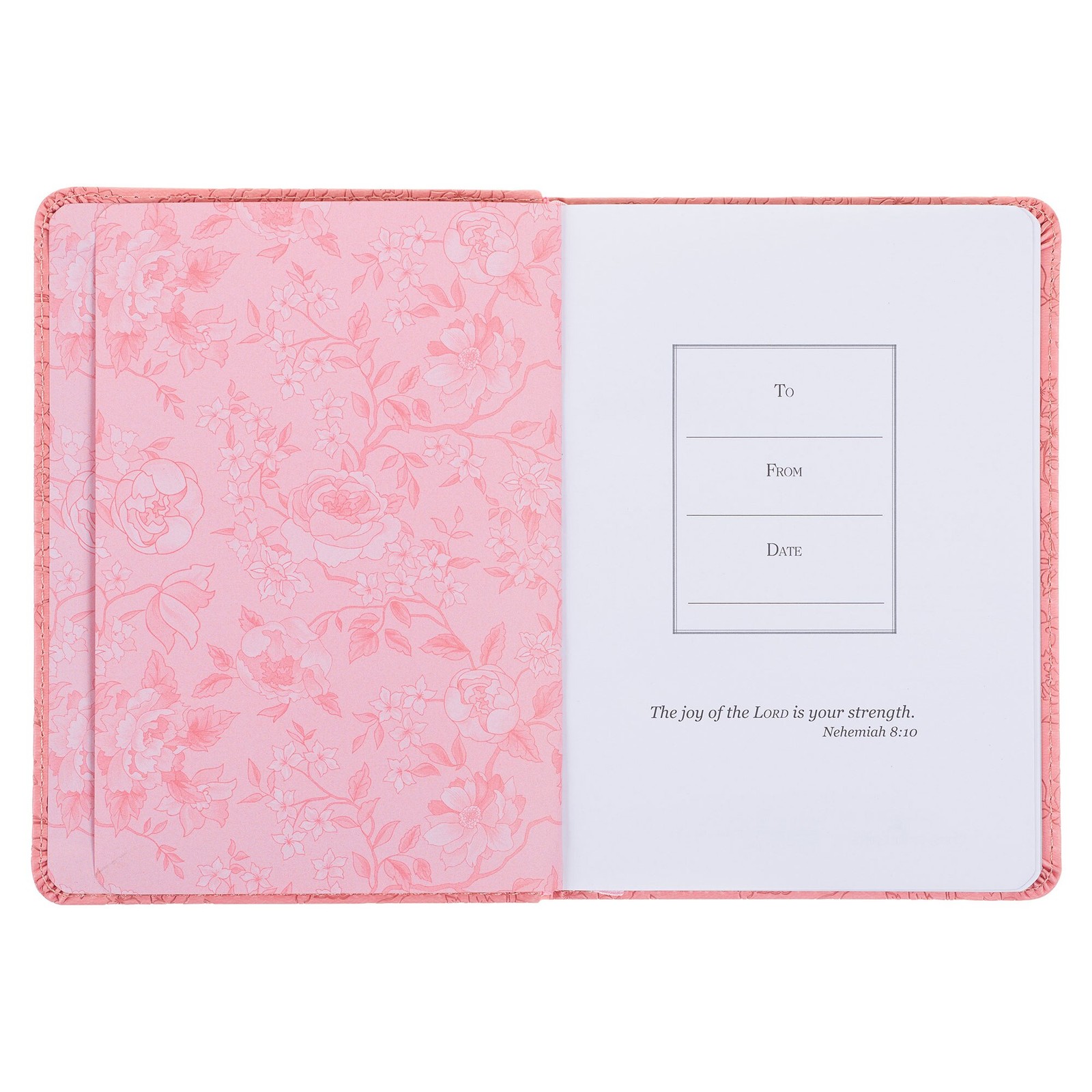 Strawberry Pink Floral Vegan Leather Small Journal Inspirational Scripture