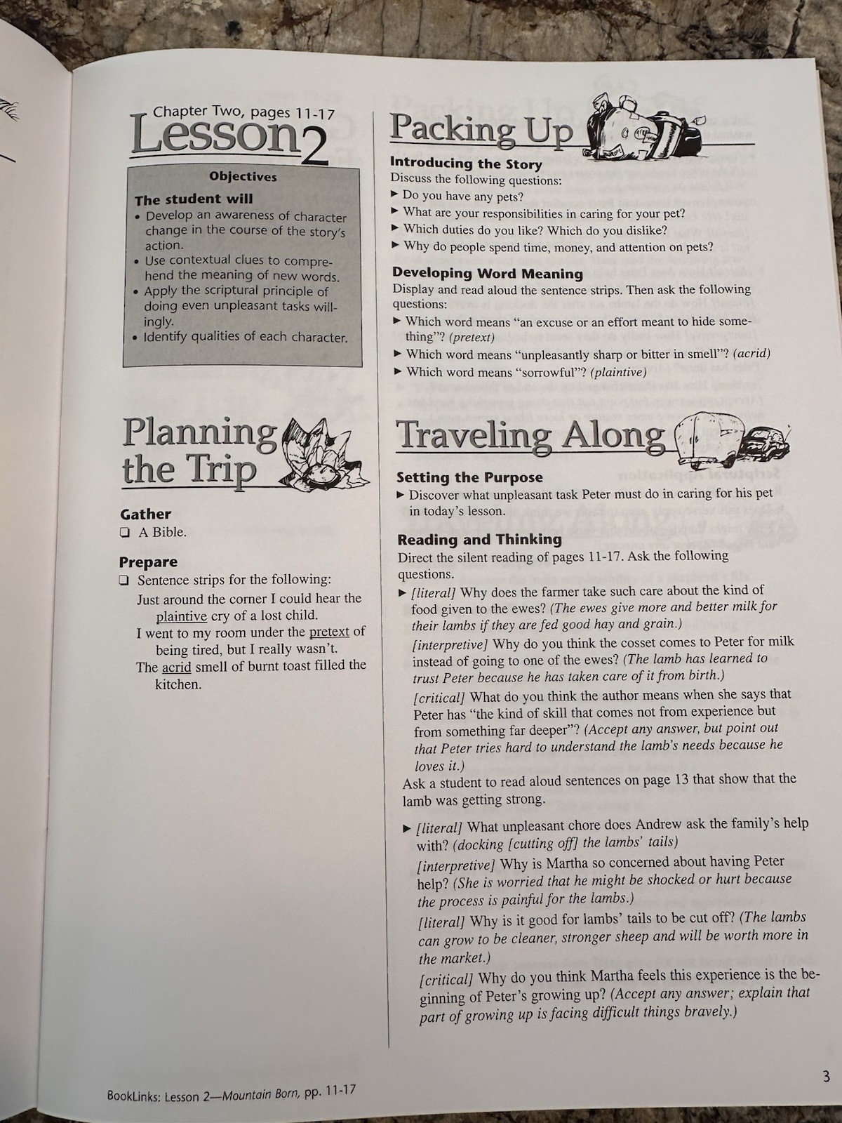 BJ BookLinks: Mountain Born PB Chapter Book Yates/Unwin + Lesson Plans