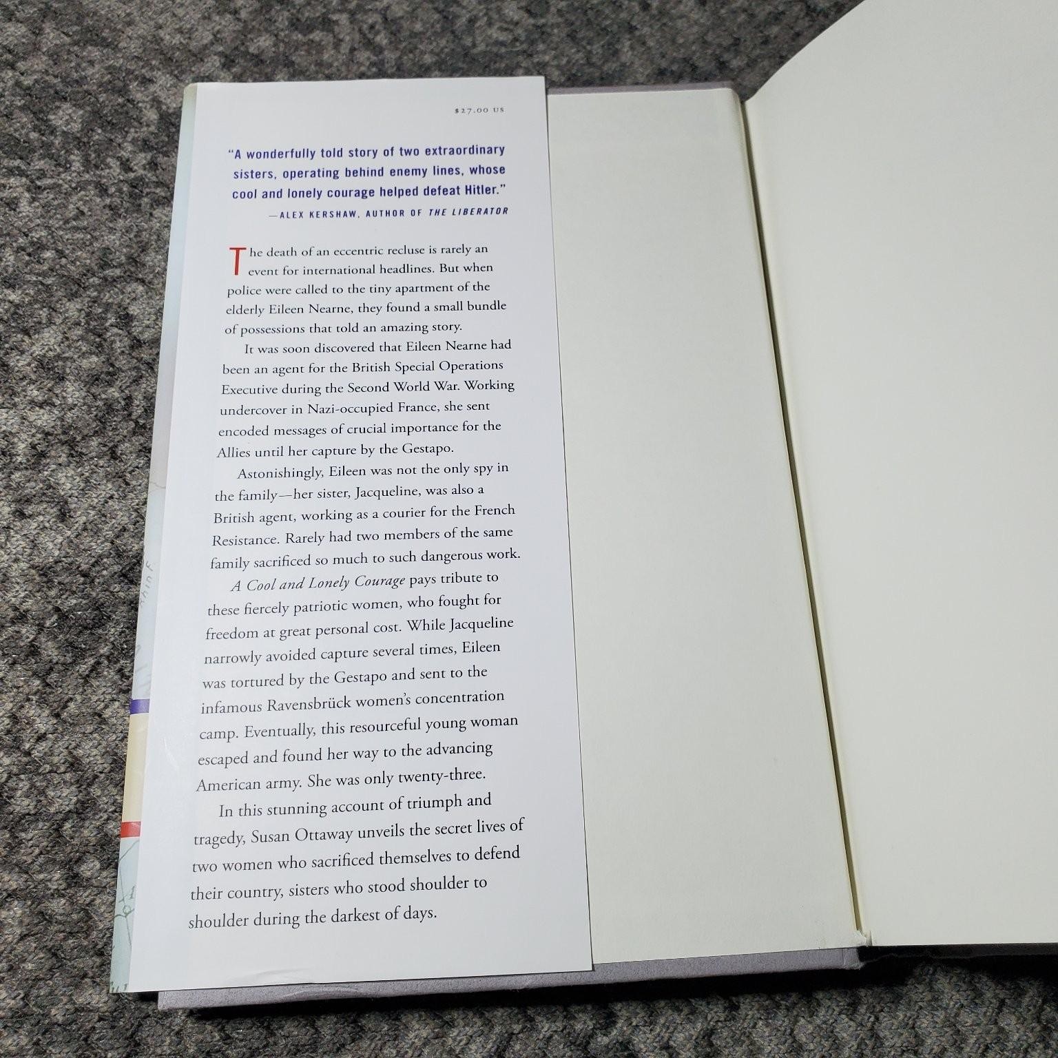 A Cool and Lonely Courage Susan Ottaway 2014 First Edition WWII Spy Hardcover