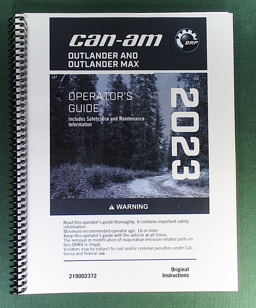 2023 Can-Am Outlander 500 4WD Owner’s Manual: 408 Pages & Protective Covers