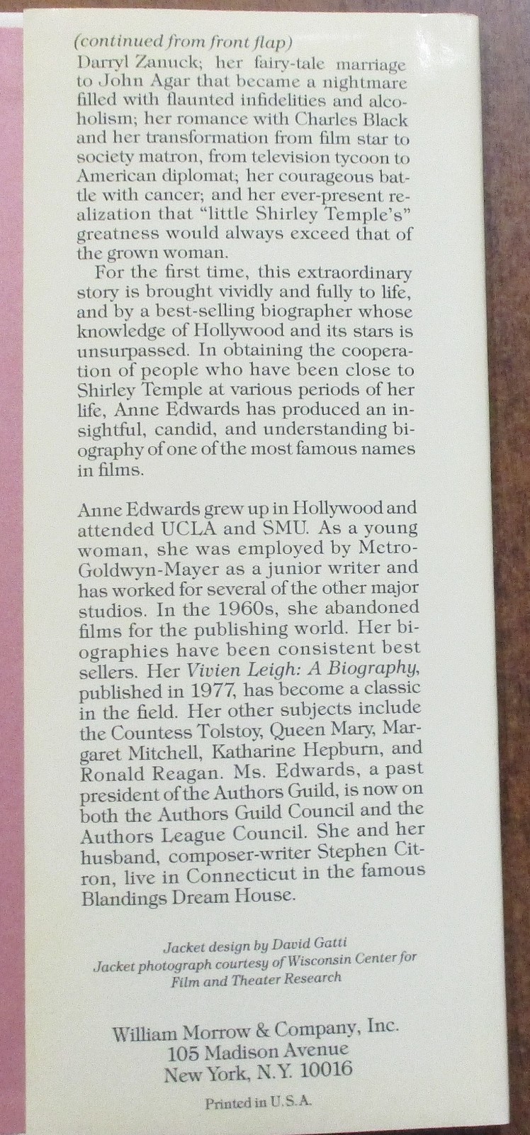 “Shirley Temple: American Princess” Hardcover Book (1988) First Edition