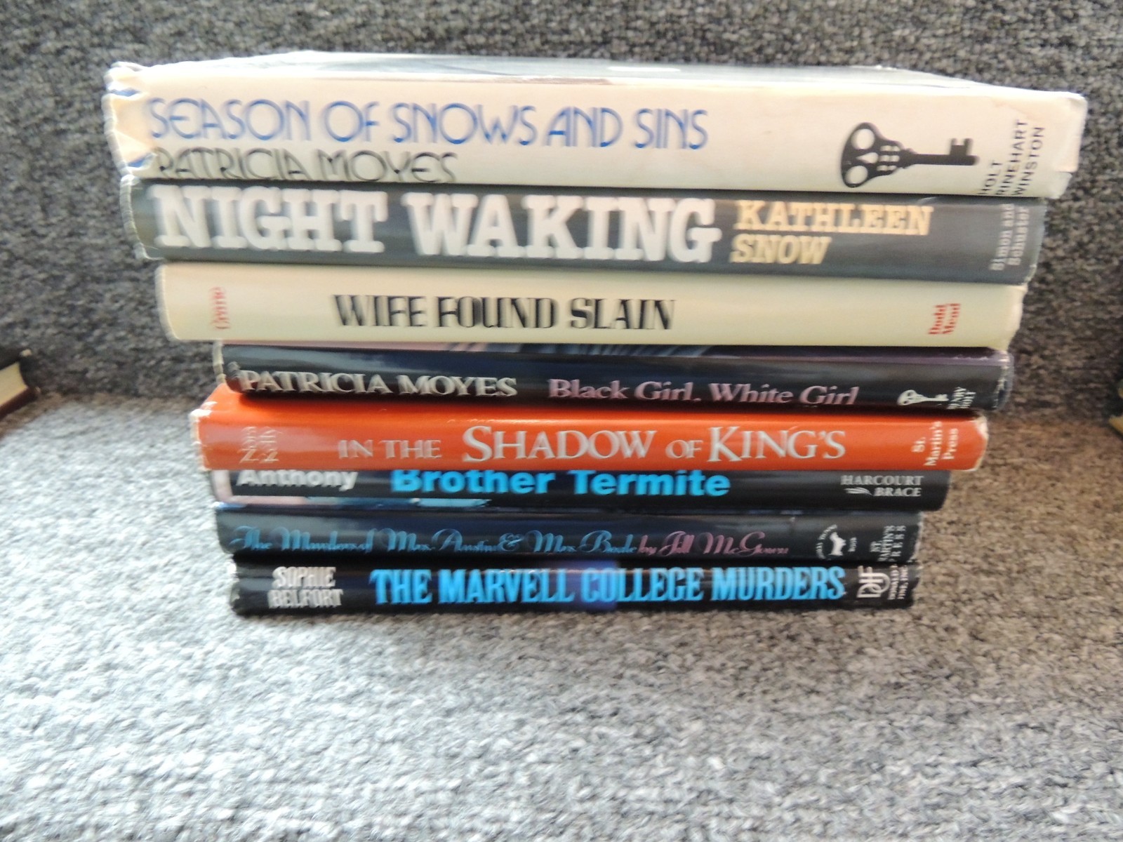8 Mystery Hb Patricia Moyes, Snow, Crane, Kelly, Anthony, McGown, Sophie Belfort
