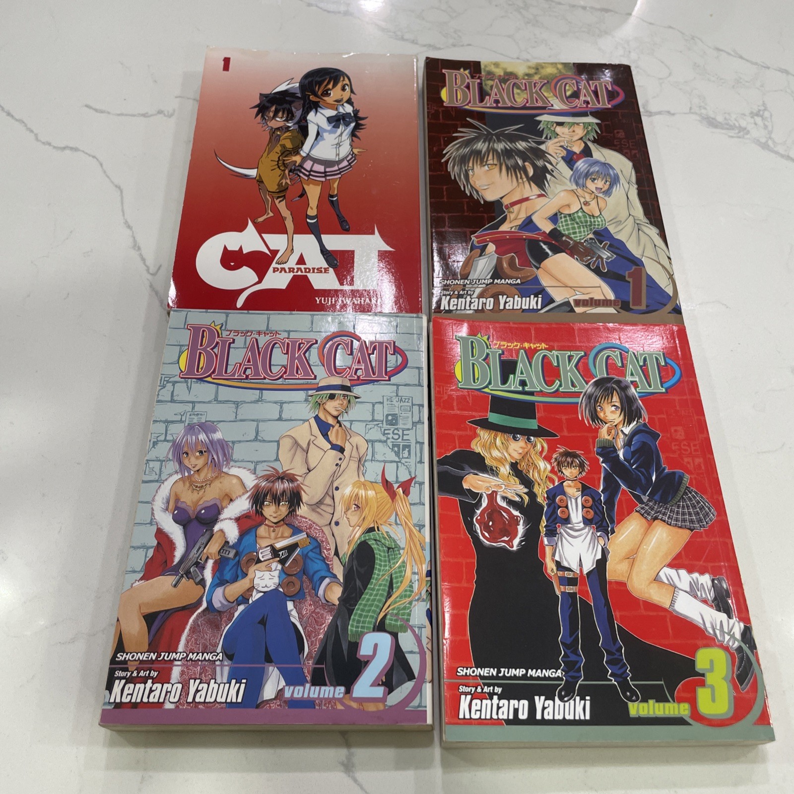 Black Cat Manga Vol 1, 2, 3 Cat Vol 1 English Kentaro Yabuki Shonen Jump Lot 4