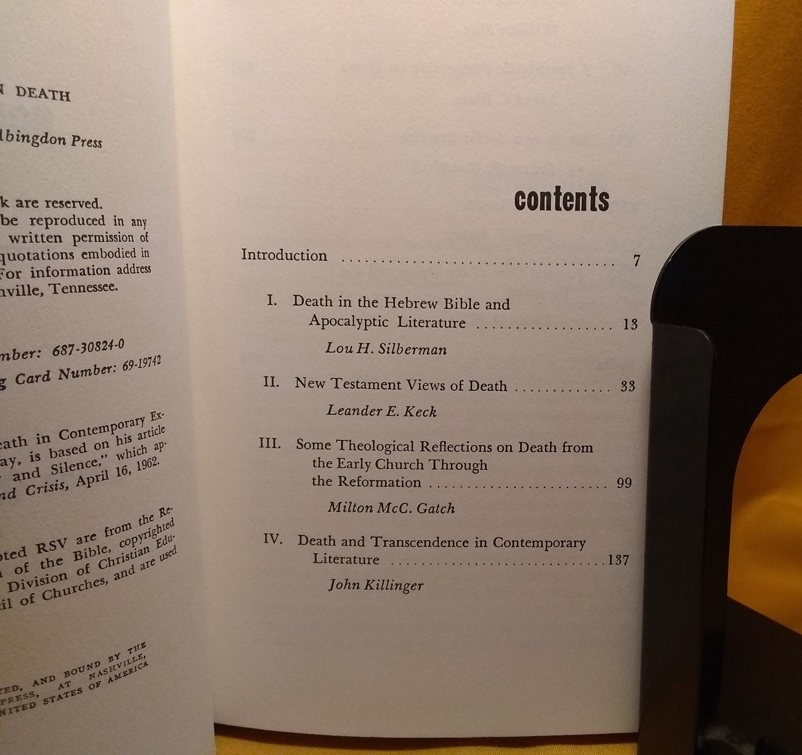 Perspectives on Death, Liston O. Mills, 1969 HCDJ ex-library Abingdon Press