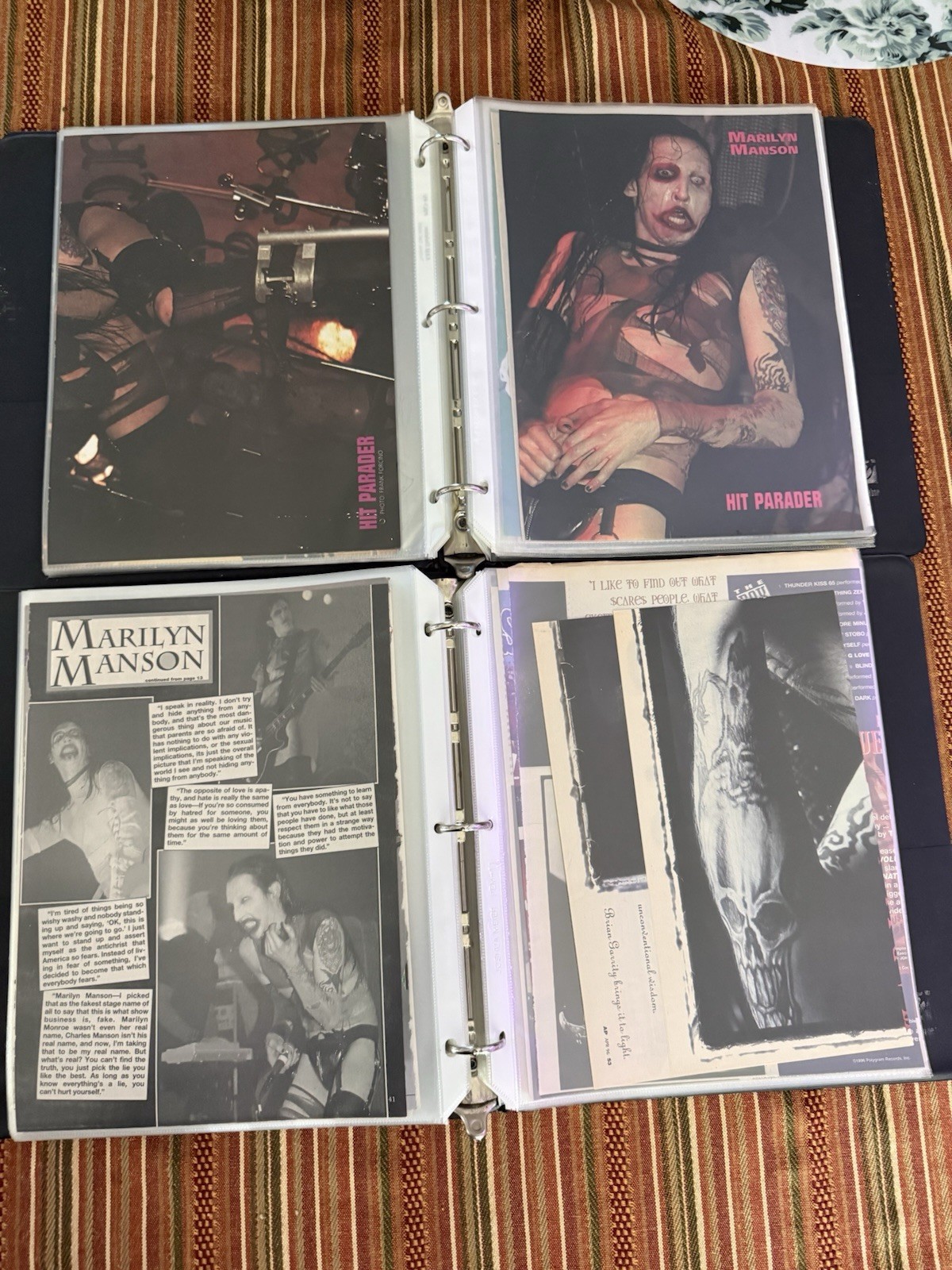Marilyn Manson Lot Of 2 Binders Full Of 95-97 Magazine Articles 125 Pages