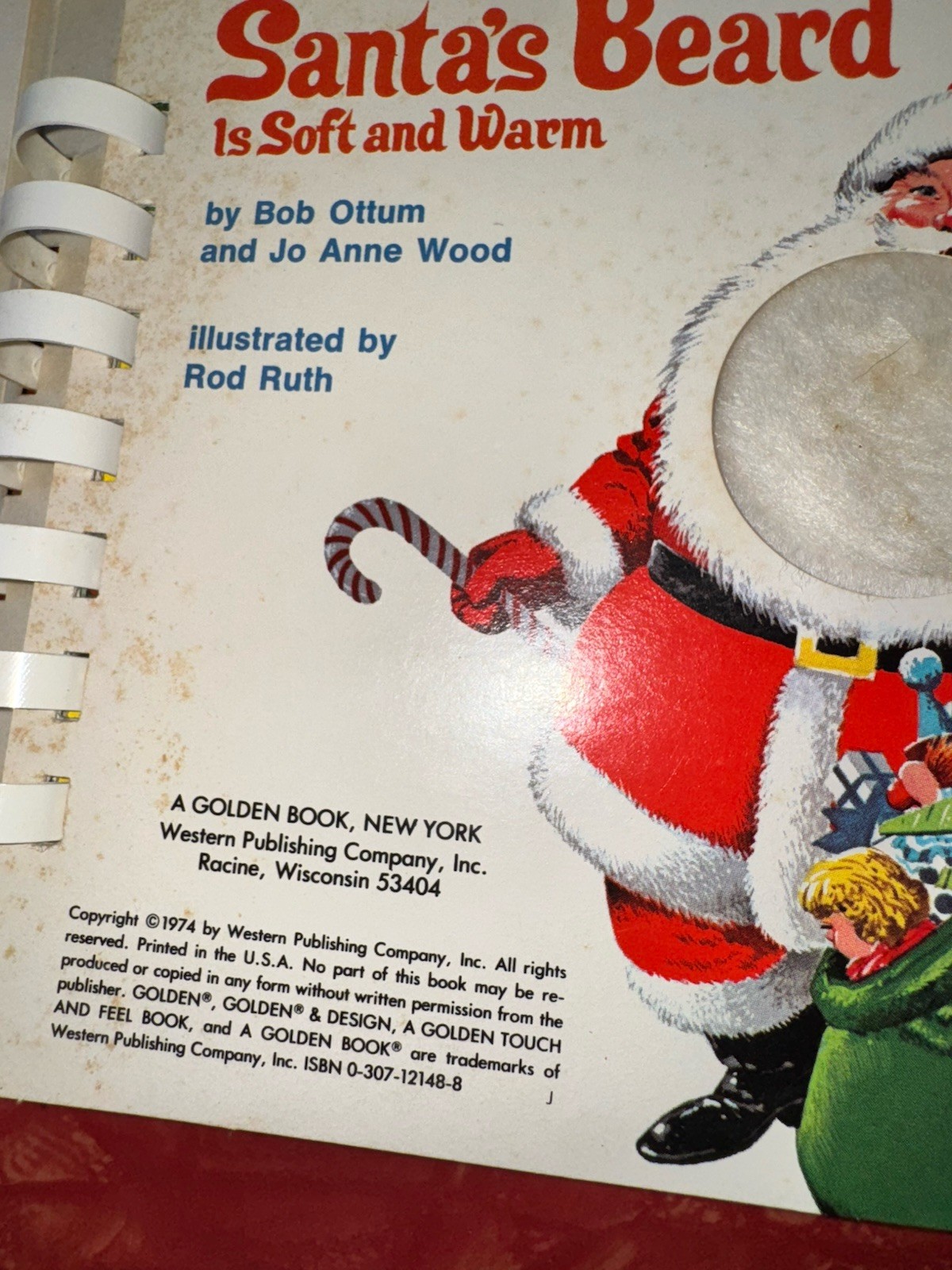 Santa’s Beard Is Soft And Warm 1974 Golden Press Touch And Feel Book Spiral