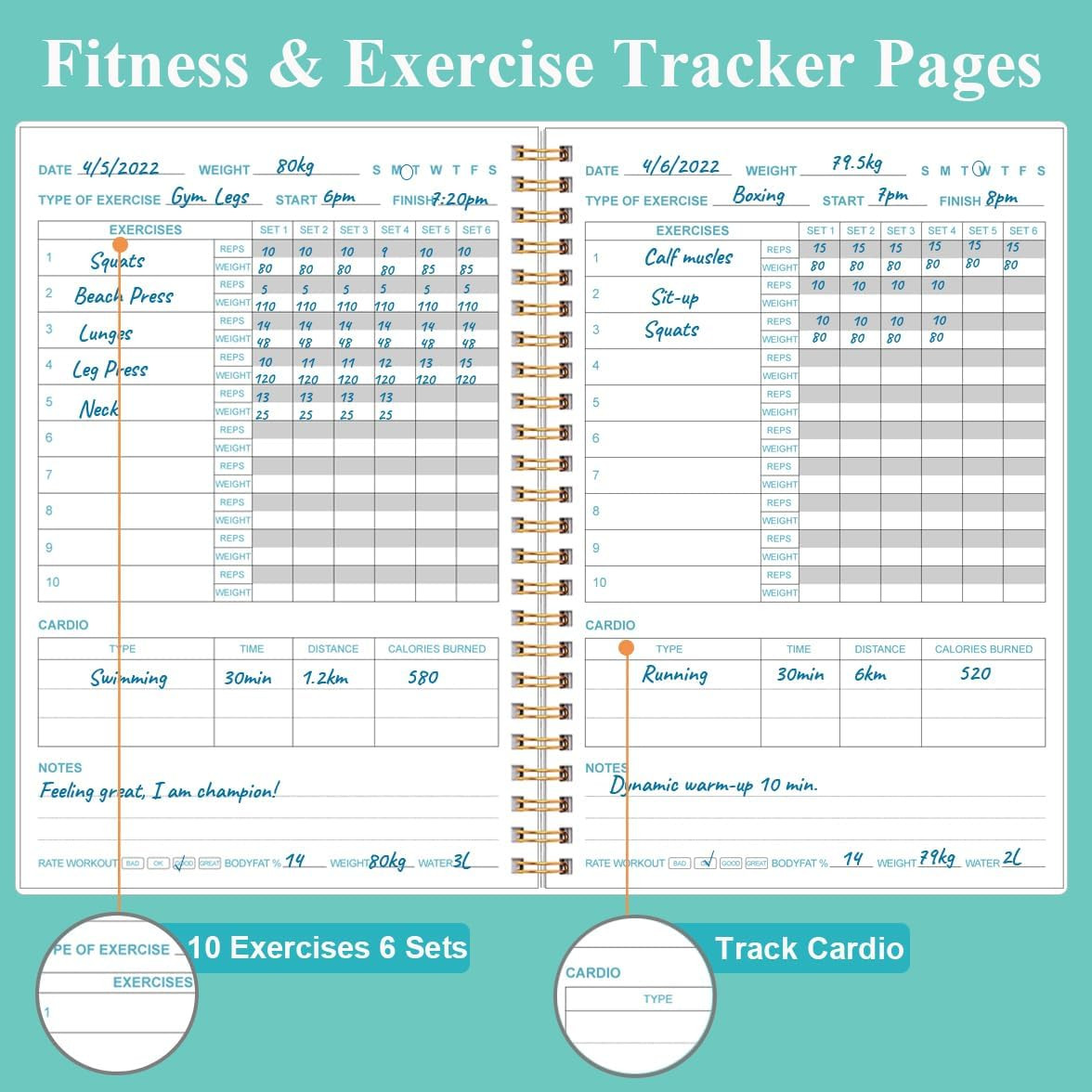 Fitness Journal for Women & Men – A5 Workout Journal/Planner Daily Exercise Log