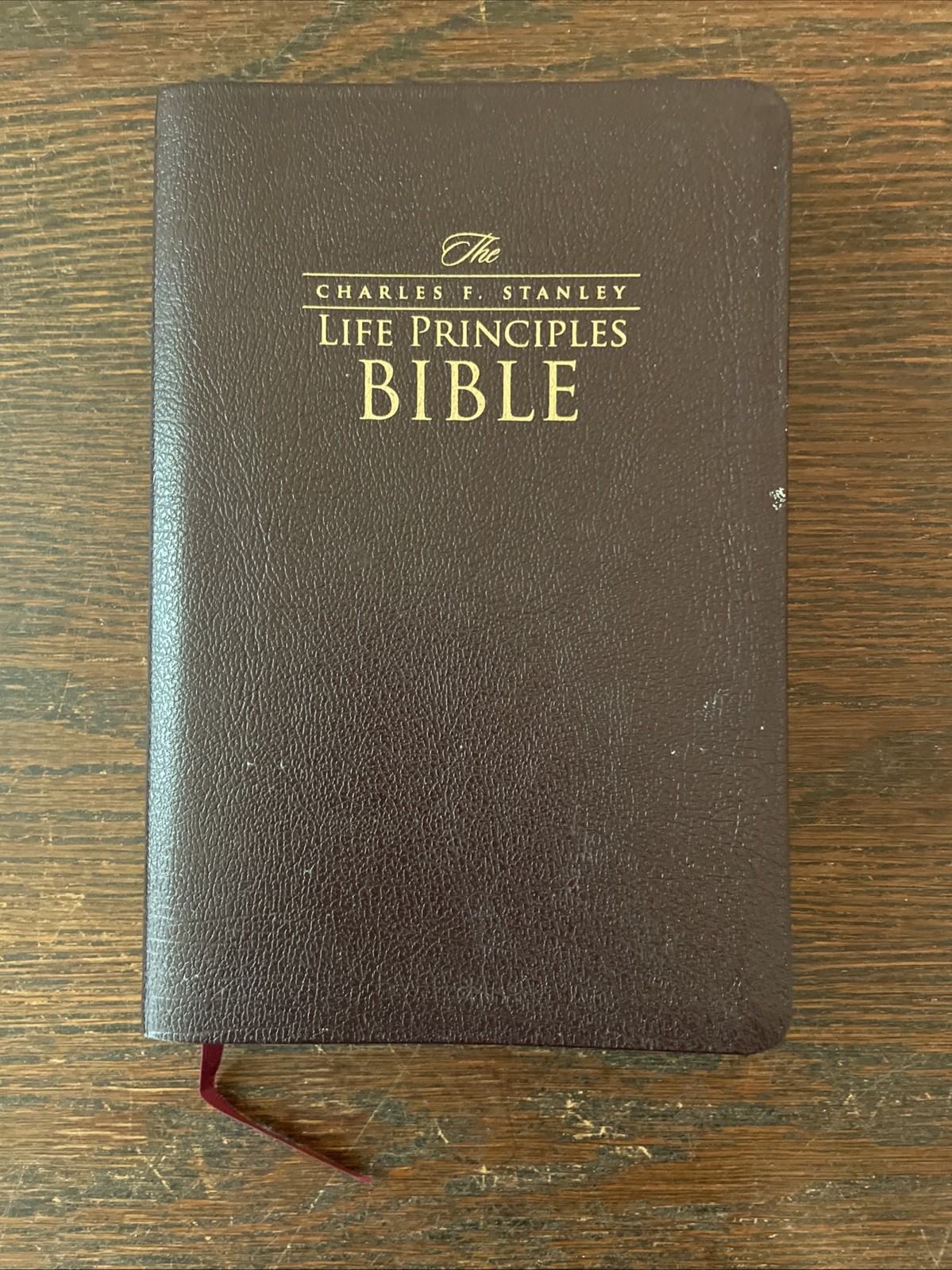 Charles F. Stanley Life Principles Bible NKJV Indexed Leather Burgundy 2005
