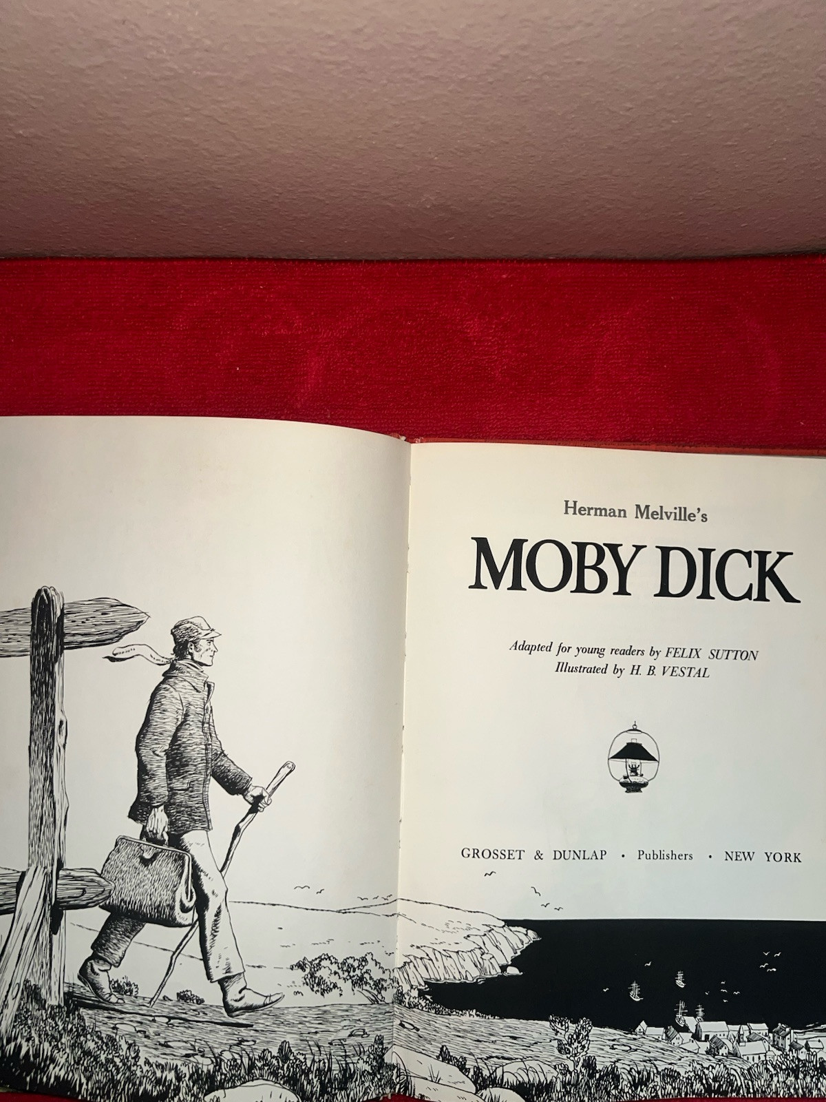 Herman Melville’s MOBY DICK 1956 Grosset & Dunlap Hardcover Illustrated🌟Rare