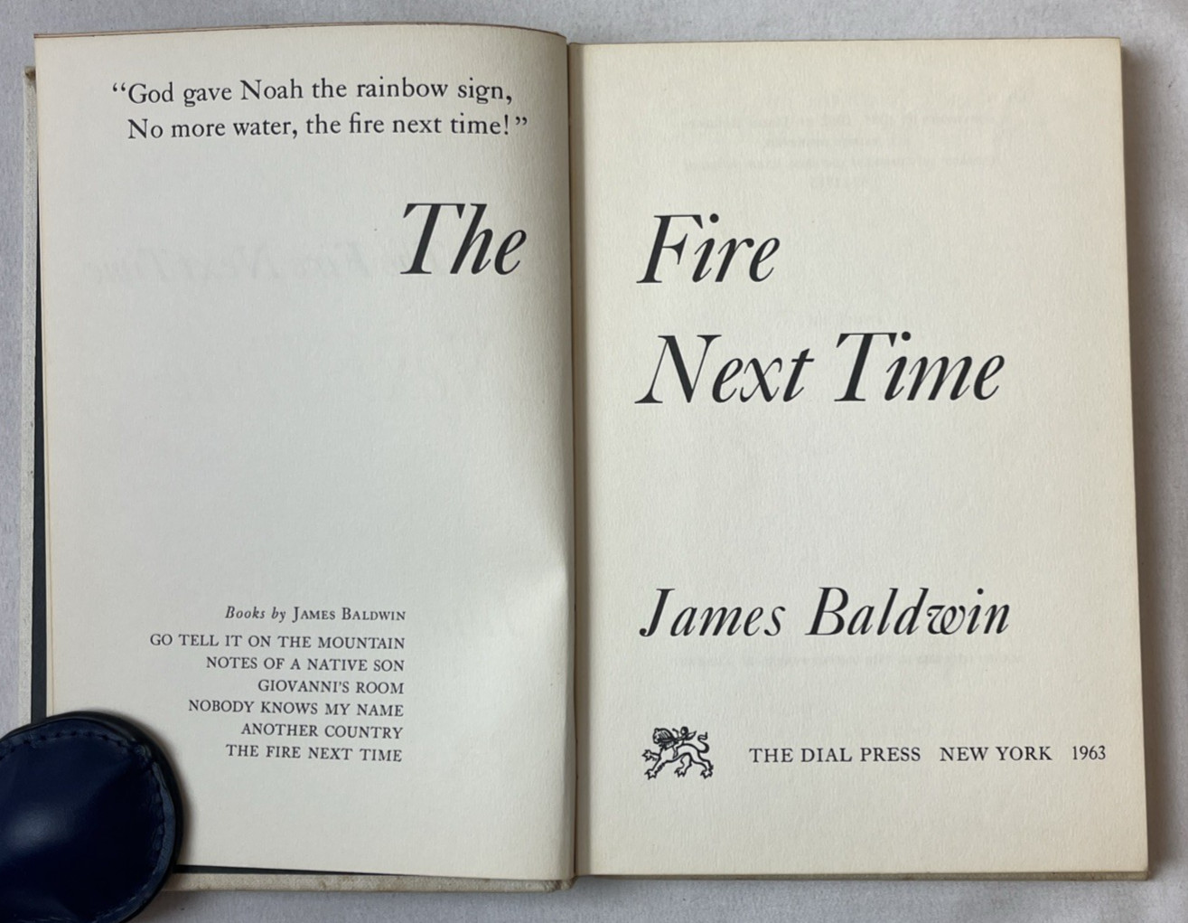 The Fire Next Time by James Baldwin 1963 The Dial Press HC No DJ