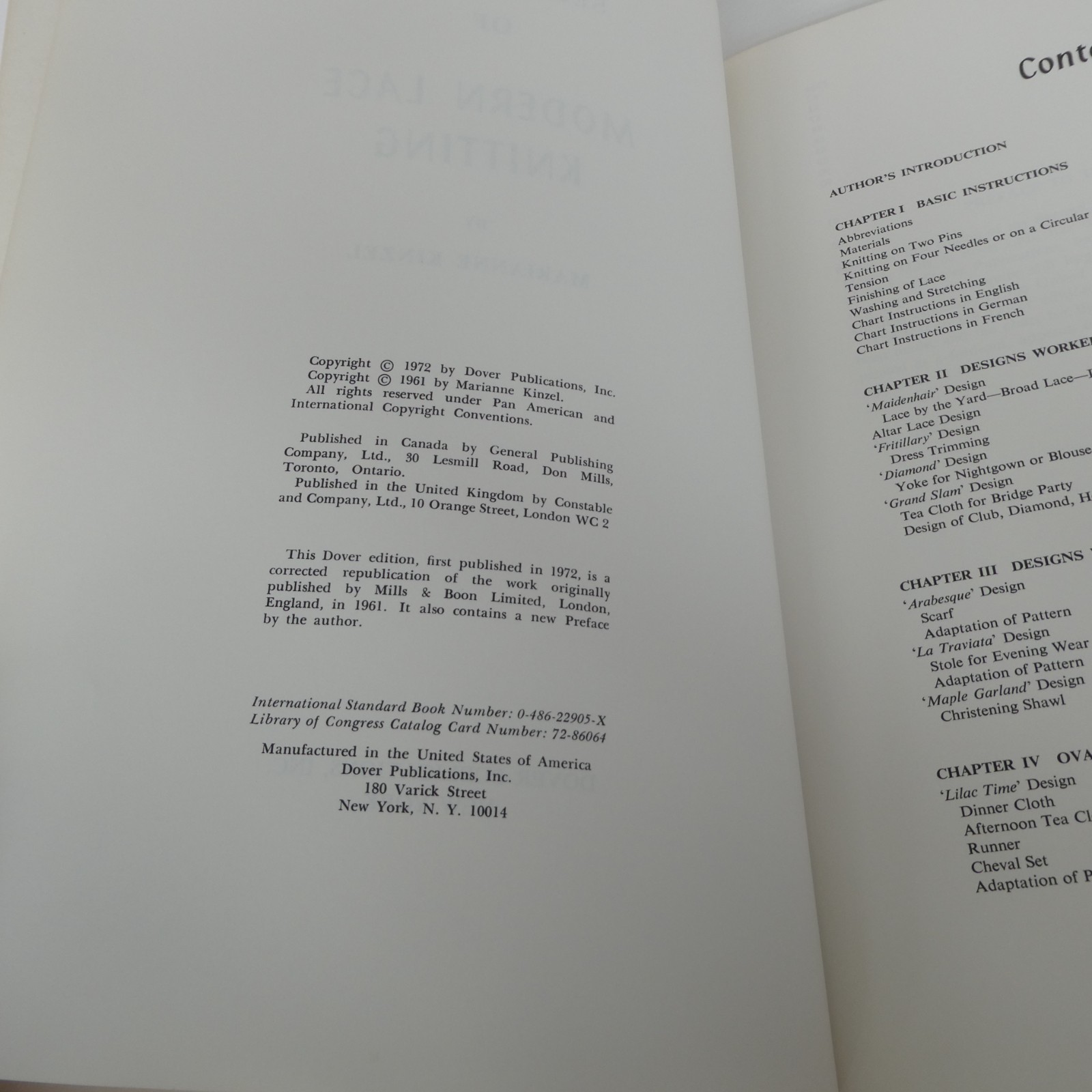 First and Second Book of Modern Lace Knitting by Marianne Kinzel 1972 Dover