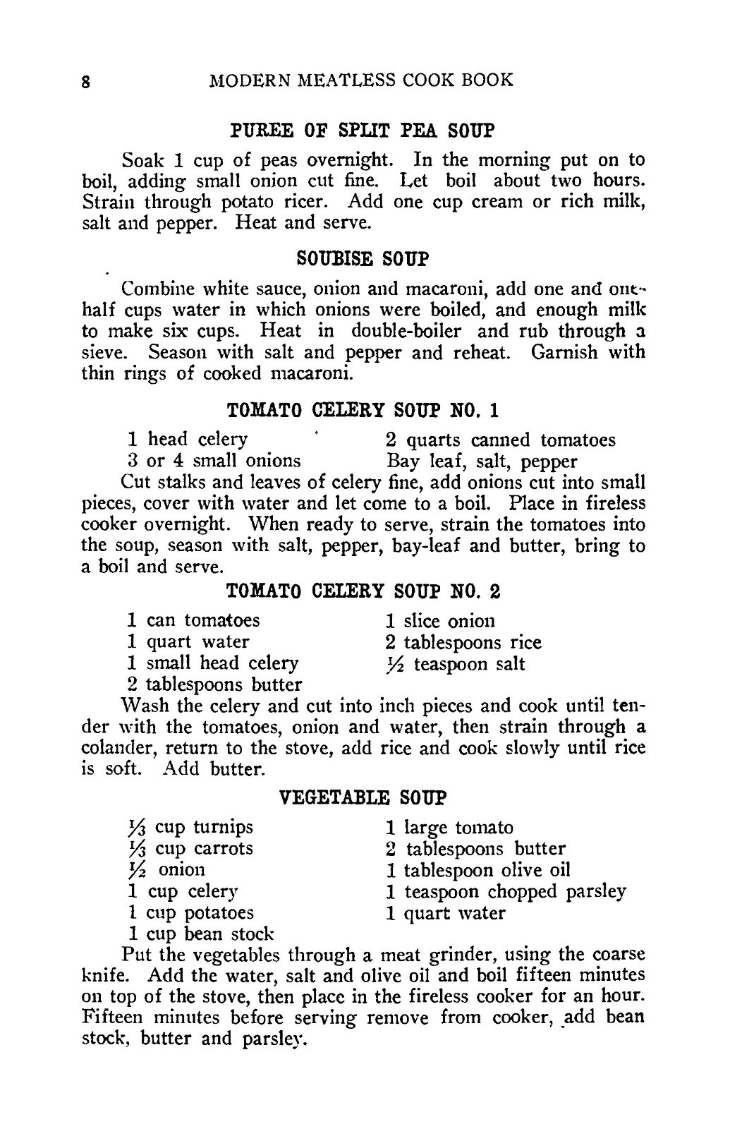 1910 Modern Meatless Cook Book 145 Pages