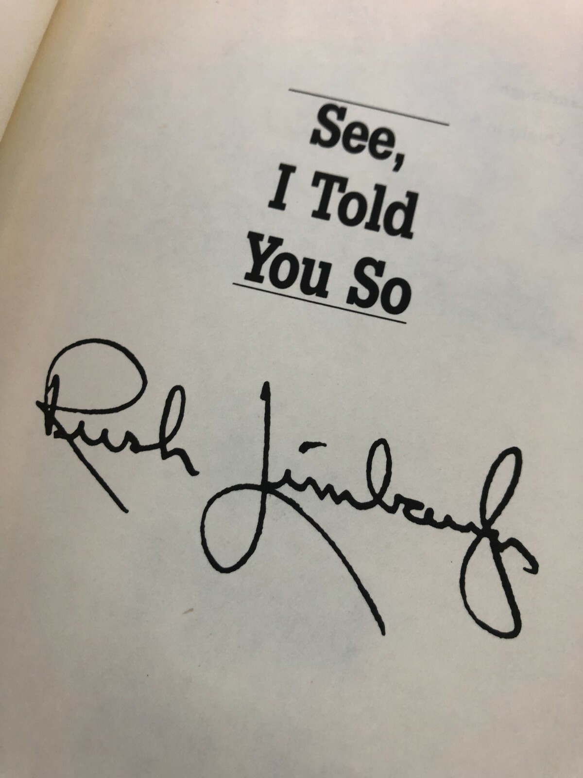 Vintage Book Blue 364 Pages- “See I Told You So” by Rush Limbaugh New York Times