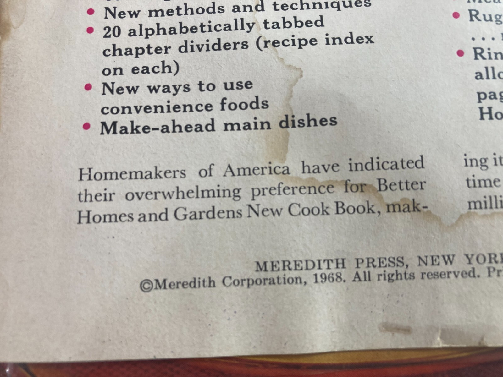 Better Homes and Gardens: New Cook Book 1968 Meredith Corp Ring Binder Book