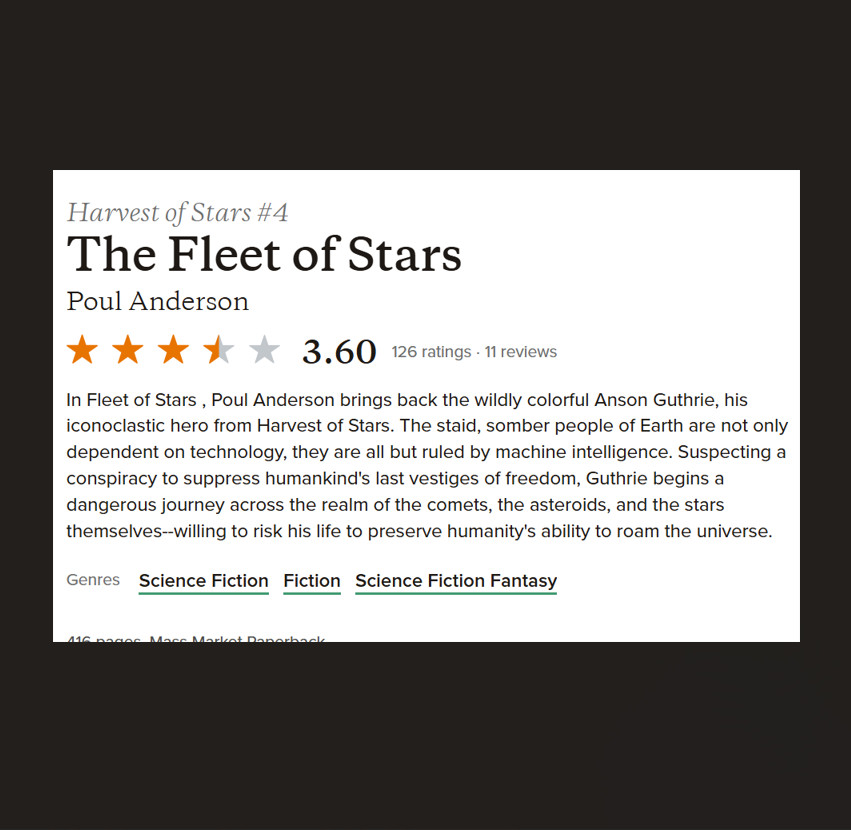 Book Fleet of Stars Poul Anderson Harvest of Stars 4 MM SciFi Space Reading Copy