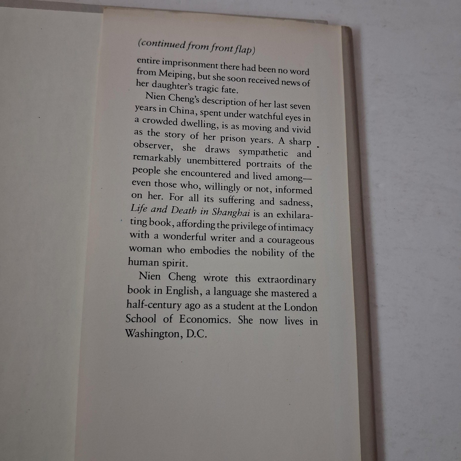 Vintage Life And Death In Shanghai Nien Cheng Hardcover Gray Grove Press 1987