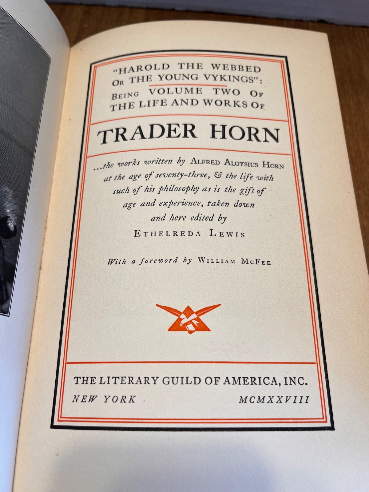 Trader Horn 2nd Volume 1928 Hardcover W/Dust Jacket 1st Edition