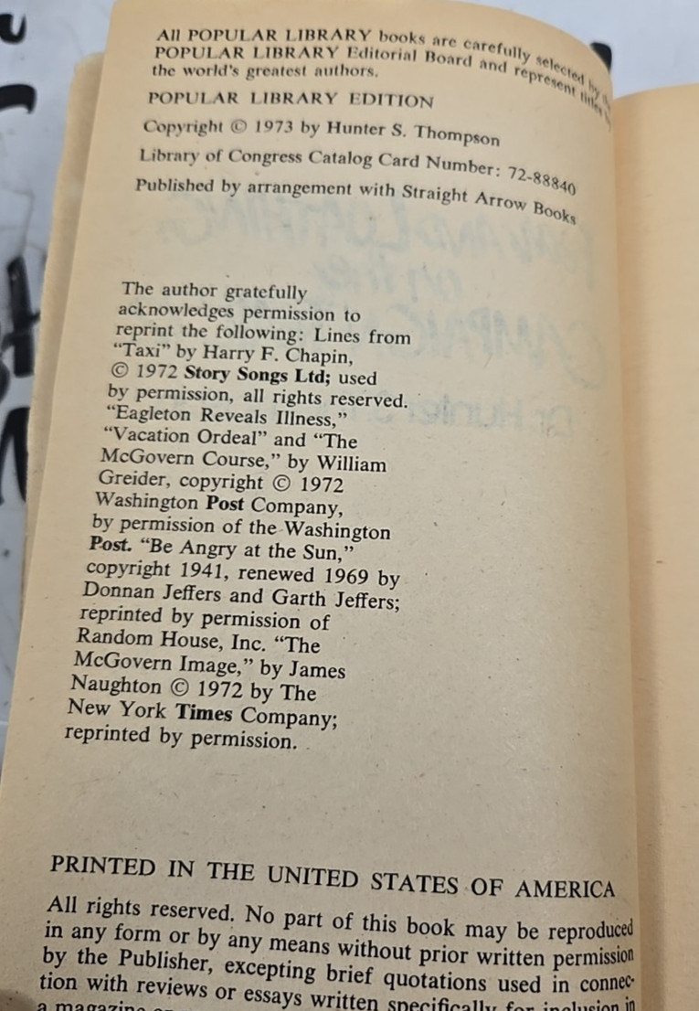 Fear and Loathing: On the Campaign Trail ’72 – Hunter S. Thompson pb