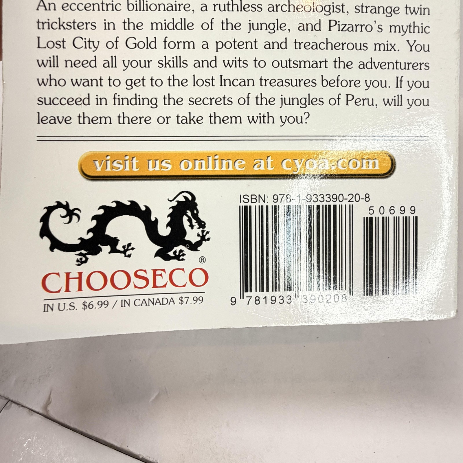 Inca Gold Choose Your Own Adventure 20 Jim Becket White Paperback 2006 Chooseco