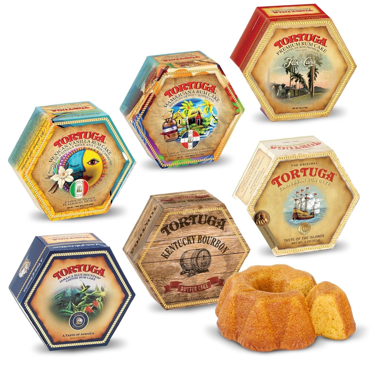 Provenance Rum Cake Variety Pack 4 oz 6 Mini Cakes Gourmet Gift Christmas